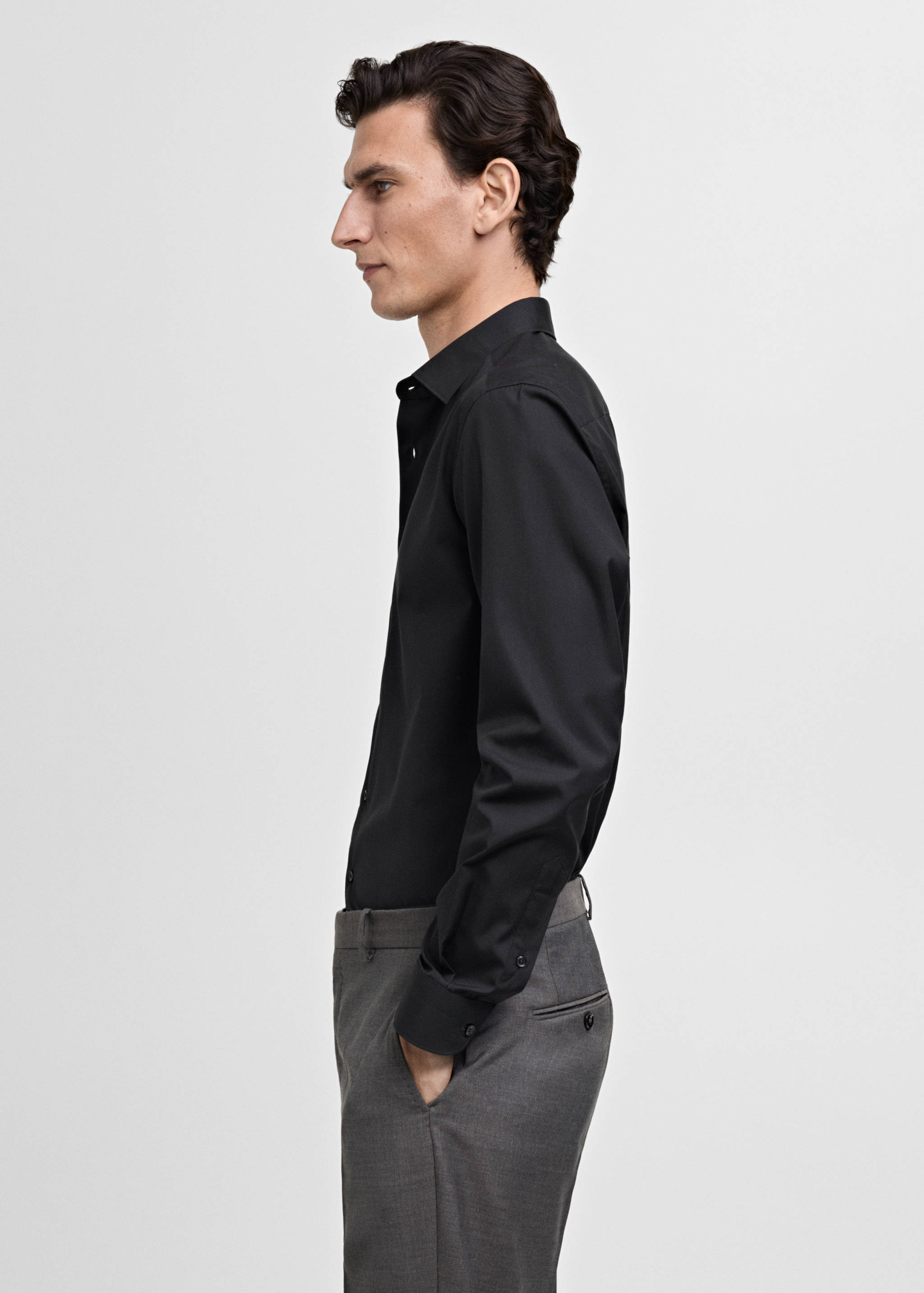Slim-fit cotton poplin suit shirt - Details of the article 1