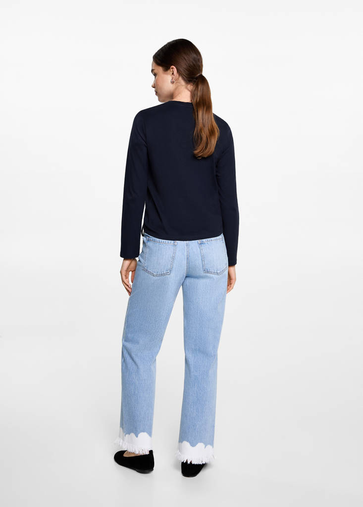 T-shirt with decorative flounces — Dark Navy
