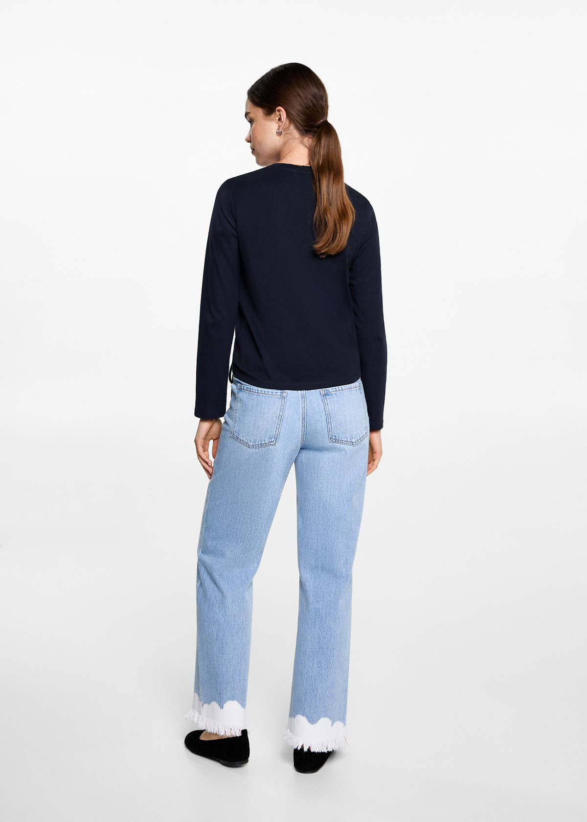 T-shirt with decorative flounces — Dark Navy