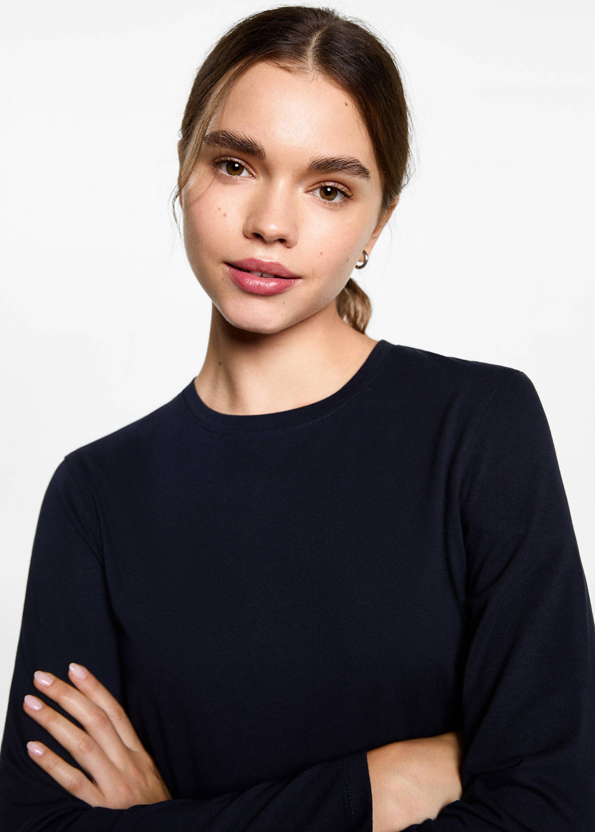 T-shirt with decorative flounces — Dark Navy