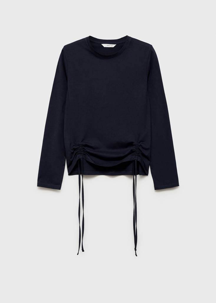 T-shirt with decorative flounces — Dark Navy