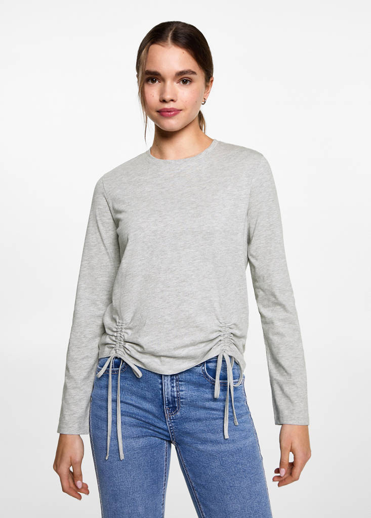 T-shirt with decorative flounces — Medium Heather Grey