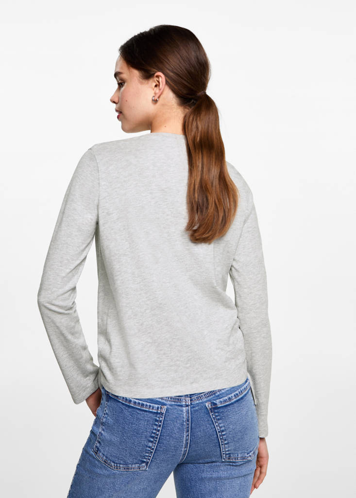 T-shirt with decorative flounces — Medium Heather Grey