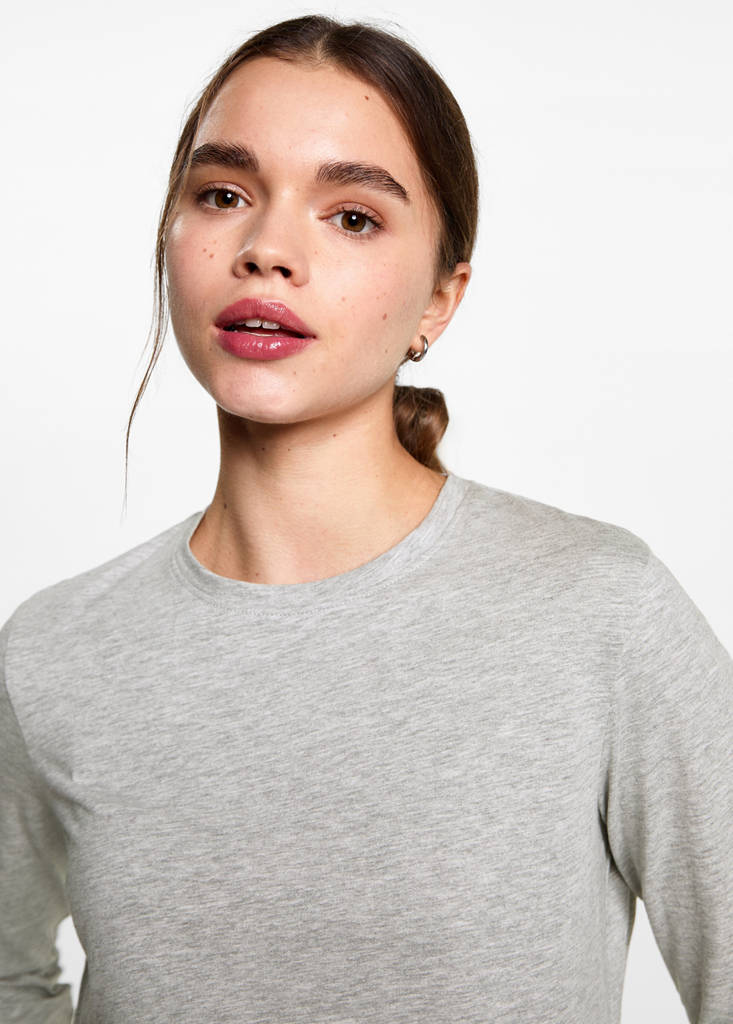 T-shirt with decorative flounces — Medium Heather Grey