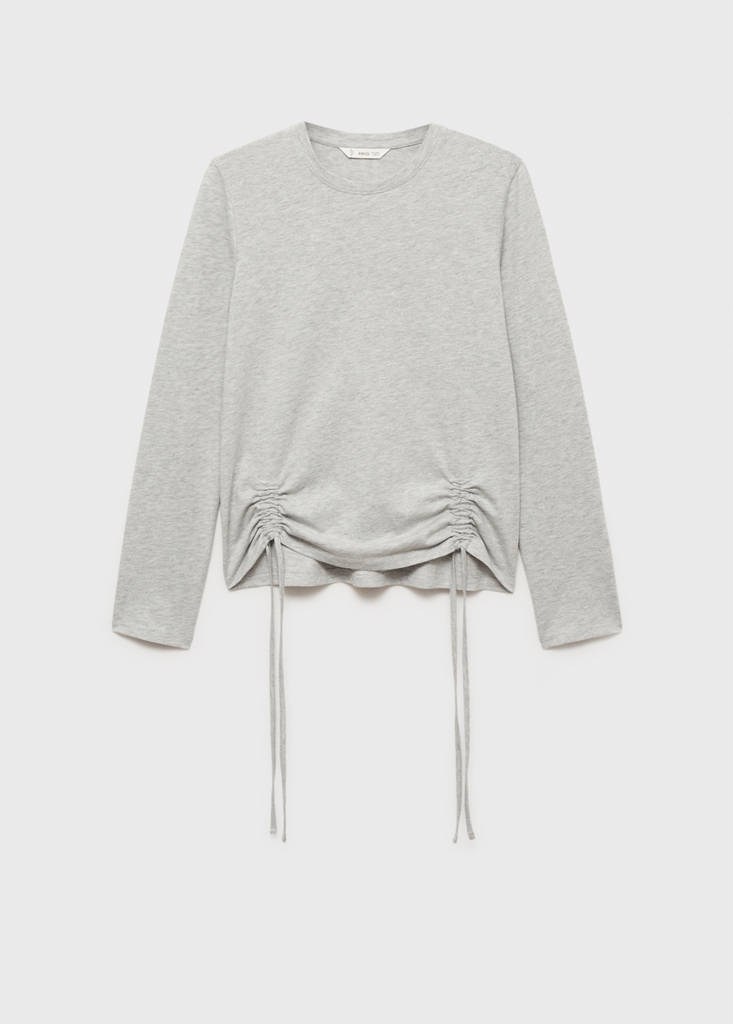 T-shirt with decorative flounces — Medium Heather Grey