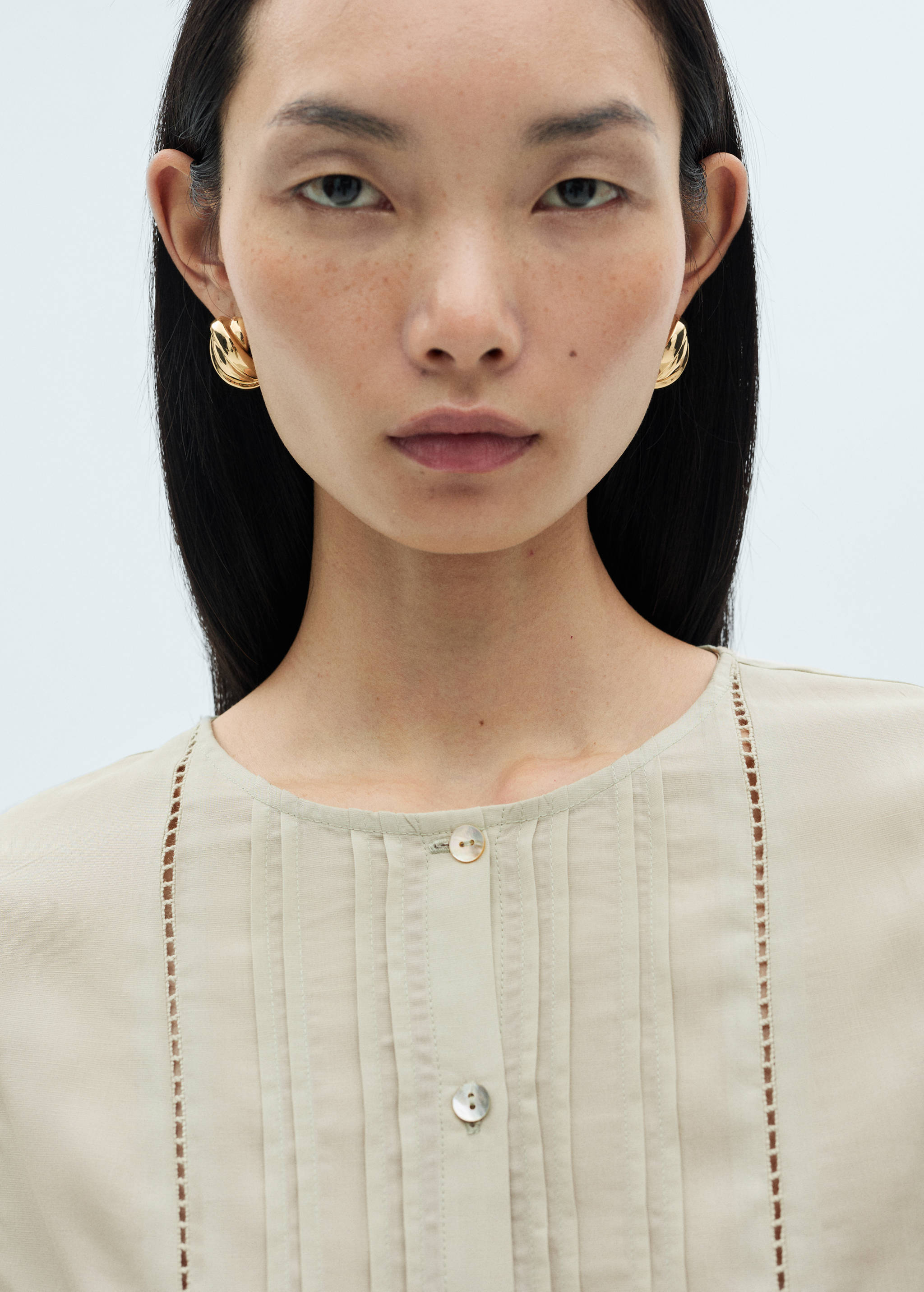 Bluză din lyocell cu detalii ajurate - Detaliu al articolului 1