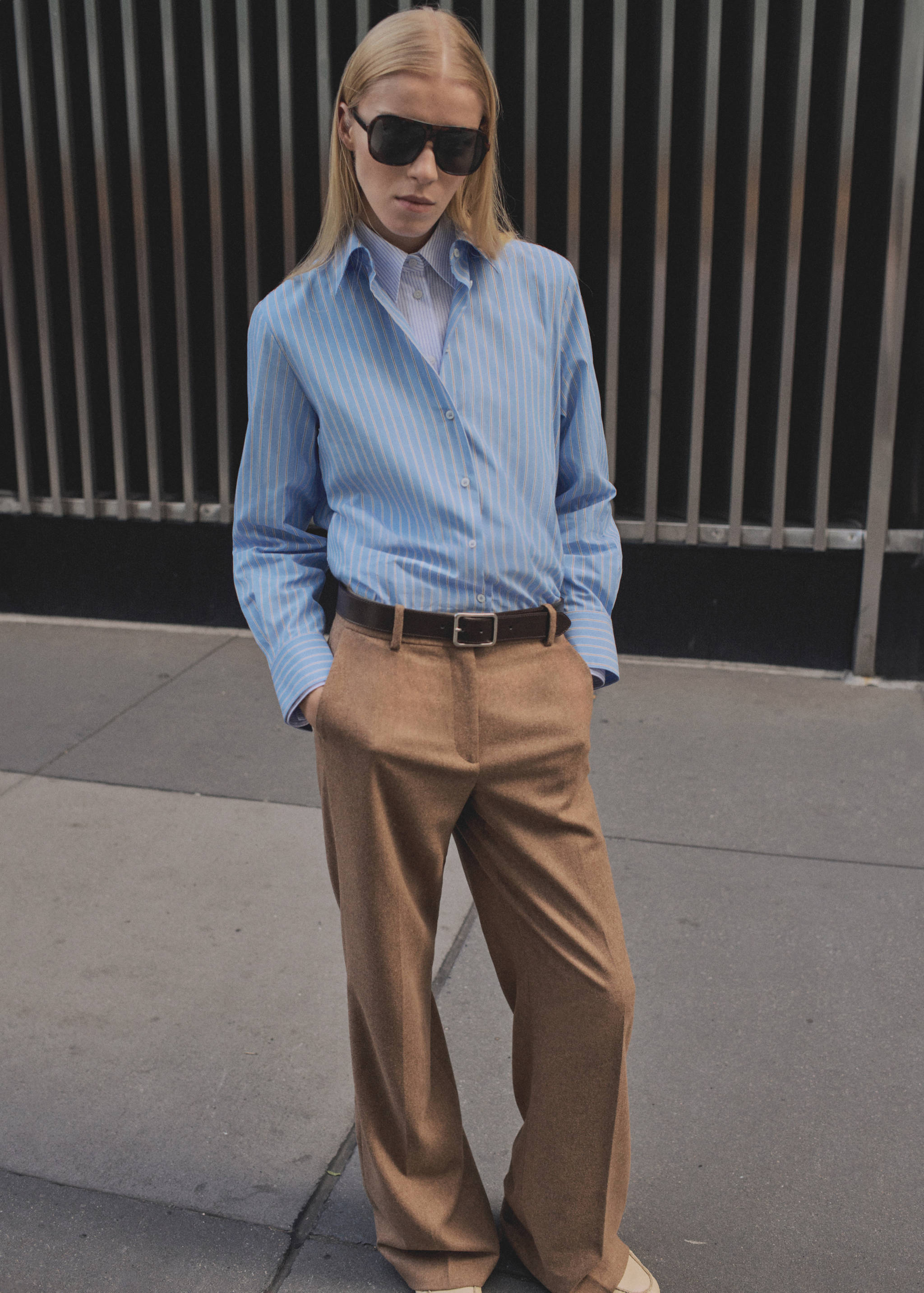 Regular cotton lyocell-blend shirt - General plane