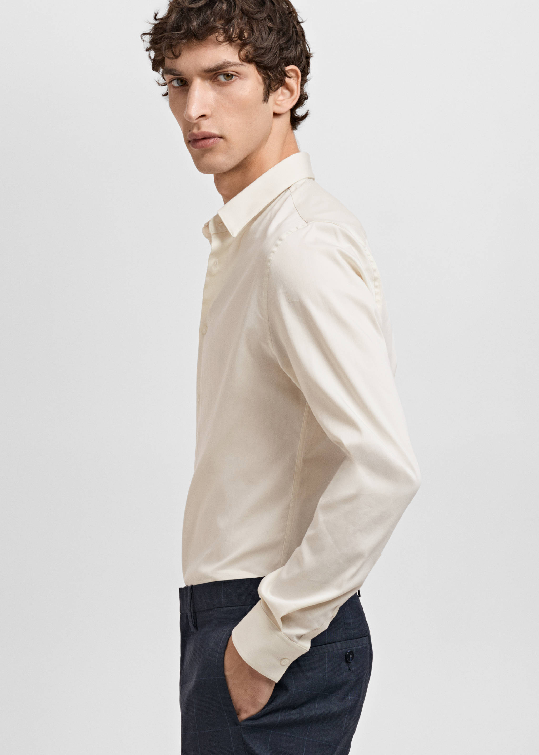 Super slim fit cotton stretch suit shirt - Details of the article 2