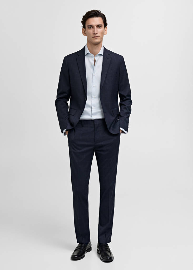 MANGO MAN - Chemise costume slim-fit tissu twill boutons de manchette bleu ciel - XL