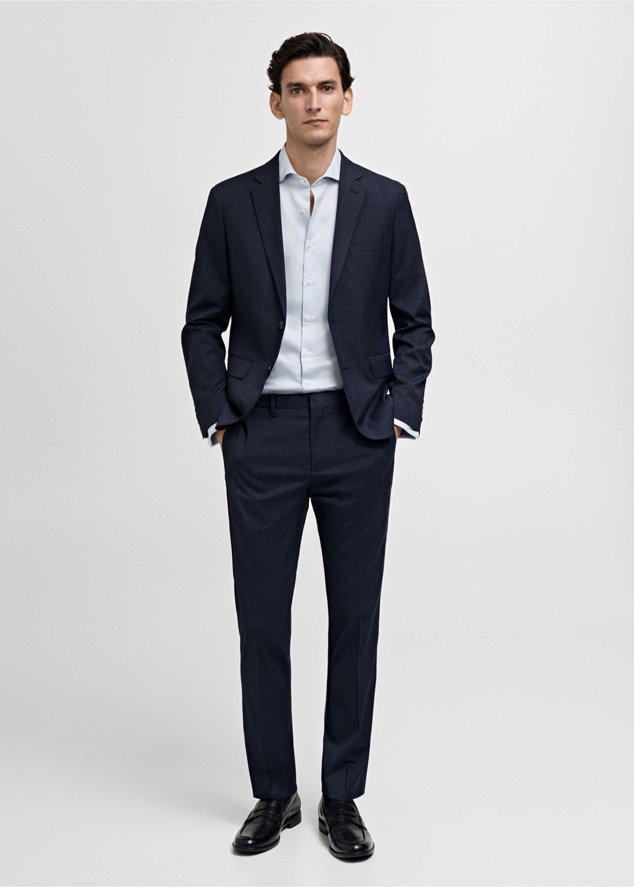 Slim-fit twill fabric suit with shirt cufflinks - General plane, Sky Blue. Ref: 87060608-00.