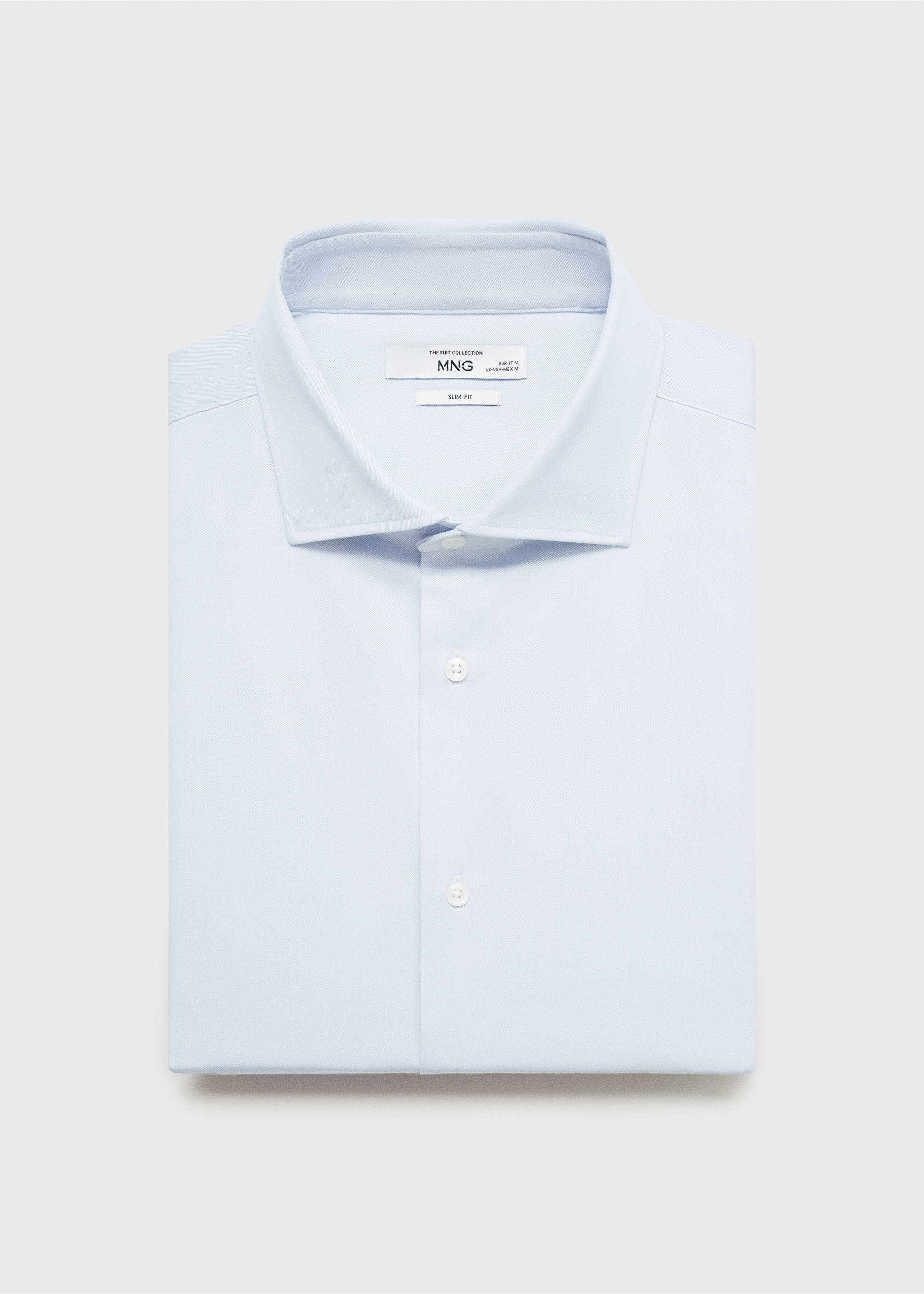 Slim-fit twill fabric suit with shirt cufflinks - Details of the article 8, Sky Blue. Ref: 87060608-00.