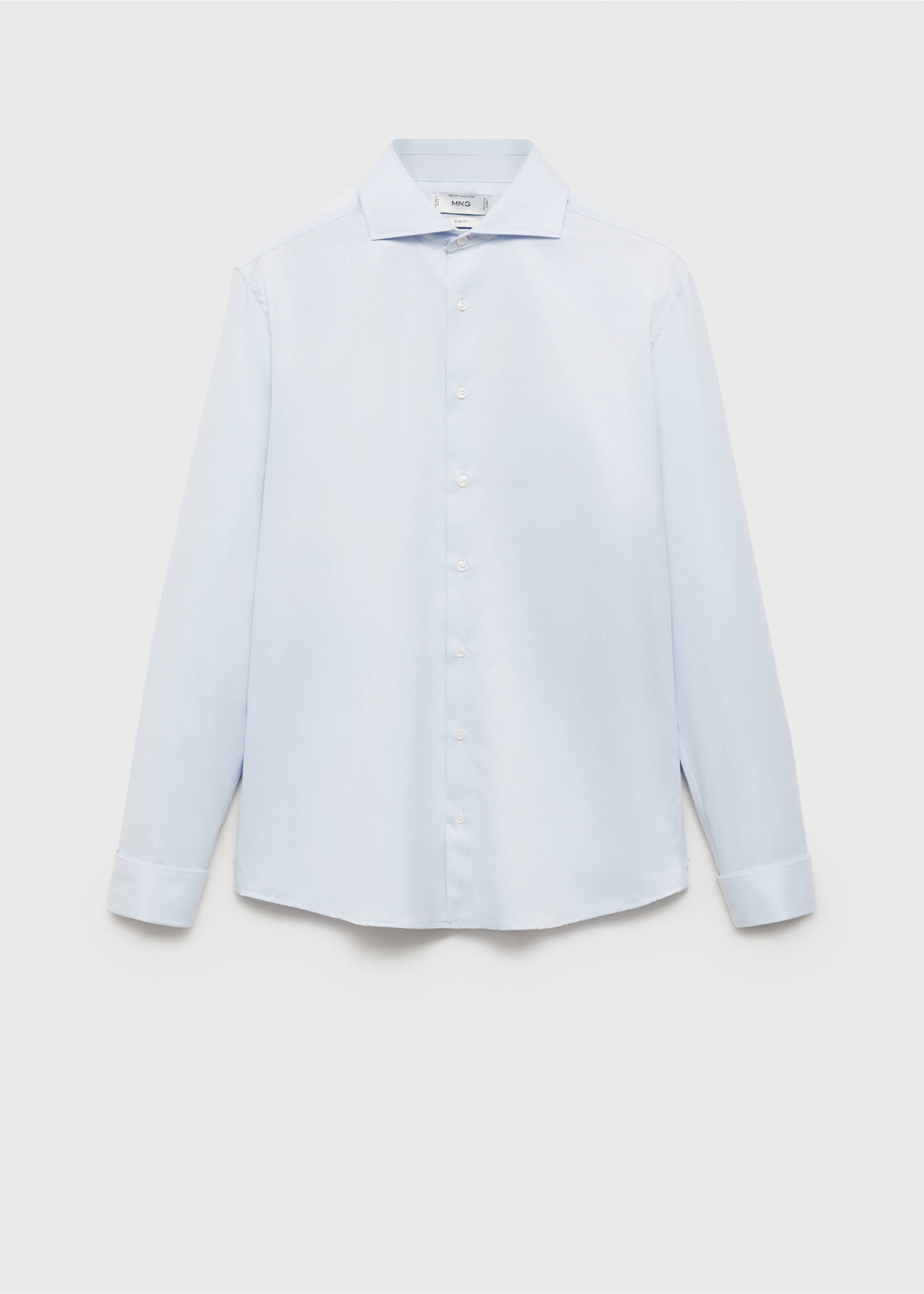 Slim-fit twill fabric suit with shirt cufflinks - Article without model, Sky Blue. Ref: 87060608-00.