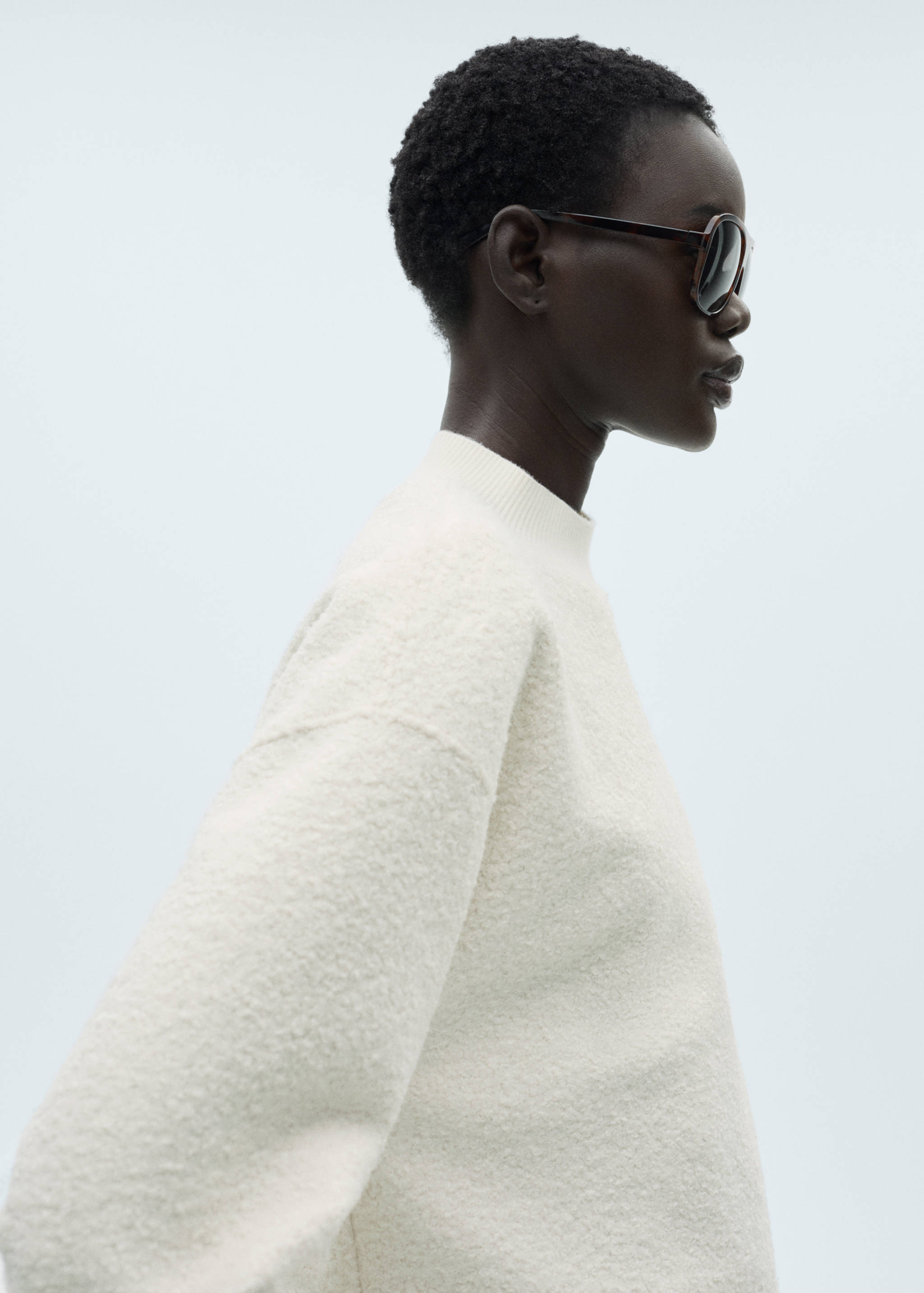 Sweat-shirt tissu bouclette col montant - Détail de l'article 1