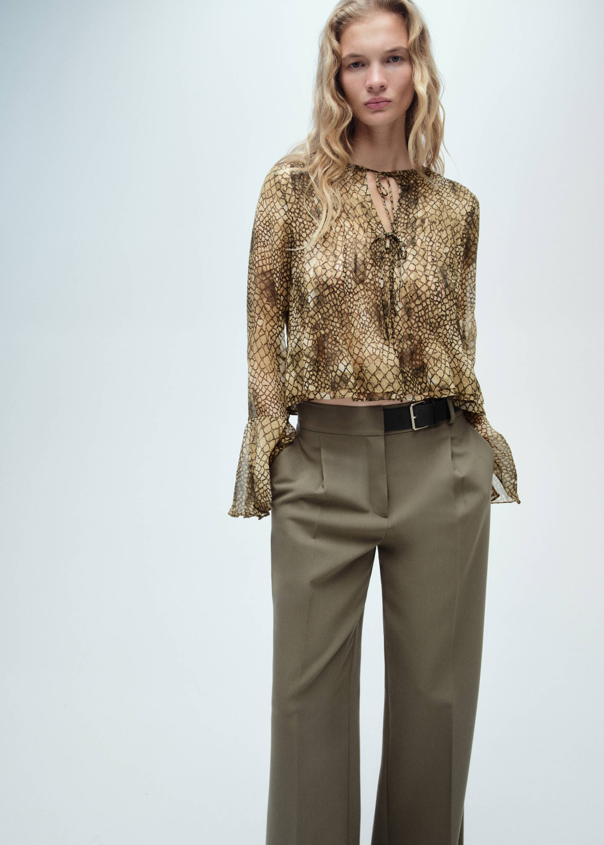 Puffed-sleeve printed shirt - Medium plane