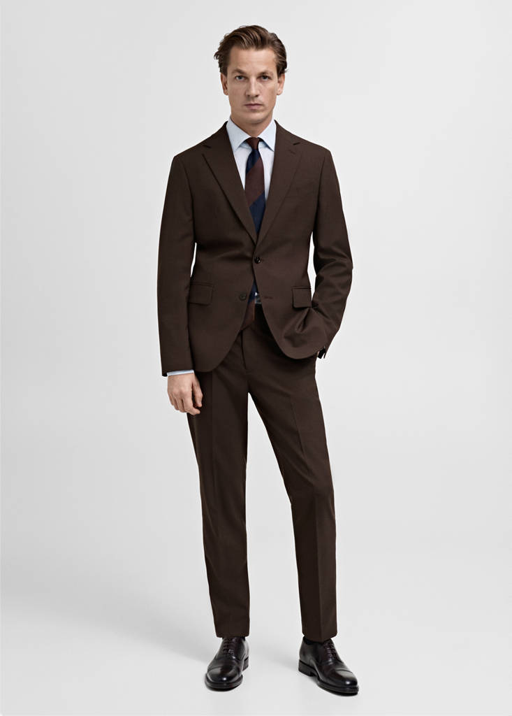 MANGO MAN - Veste costume Turin 100 % laine vierge marron - 48