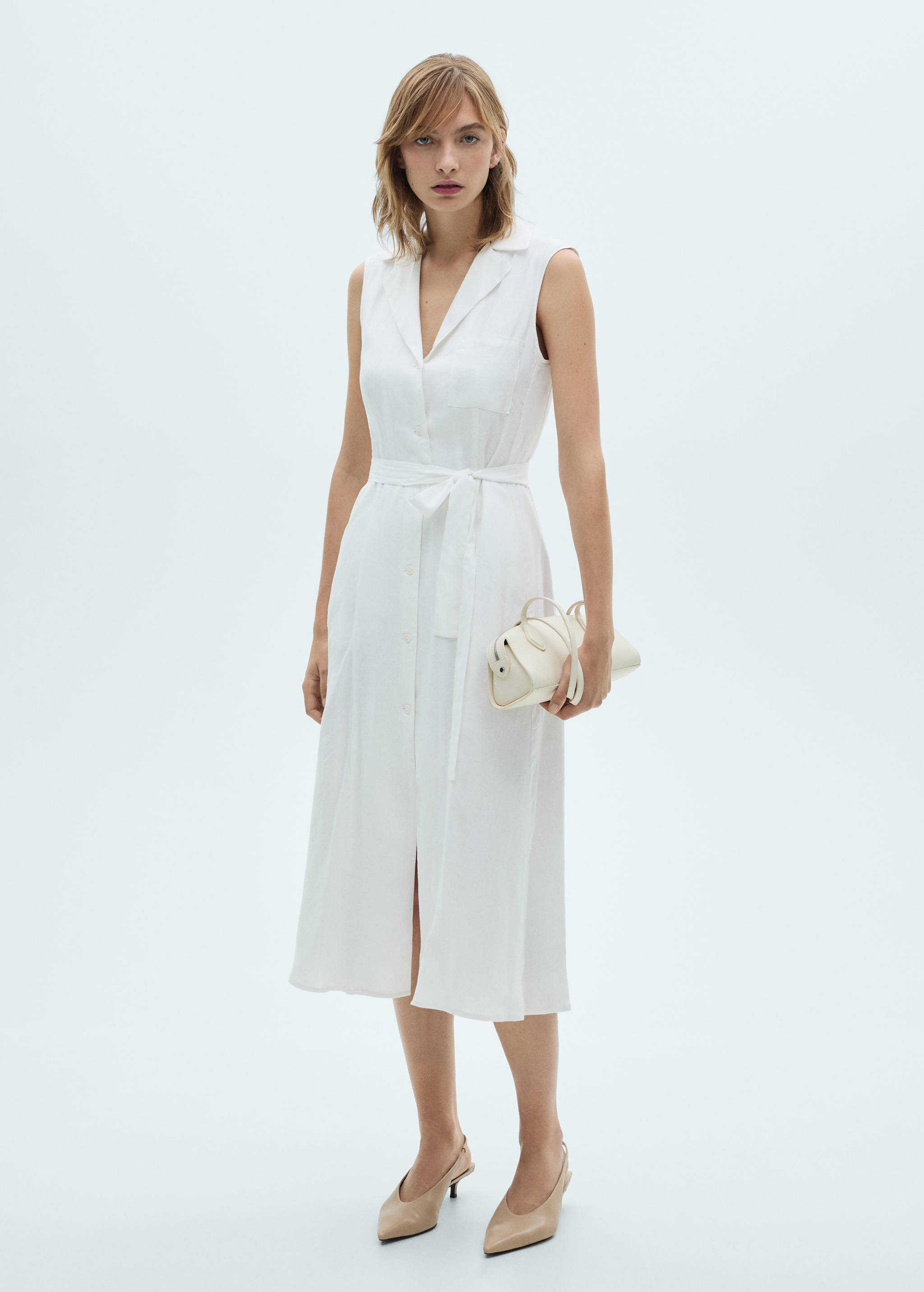 Linen-blend shirt dress - General plane