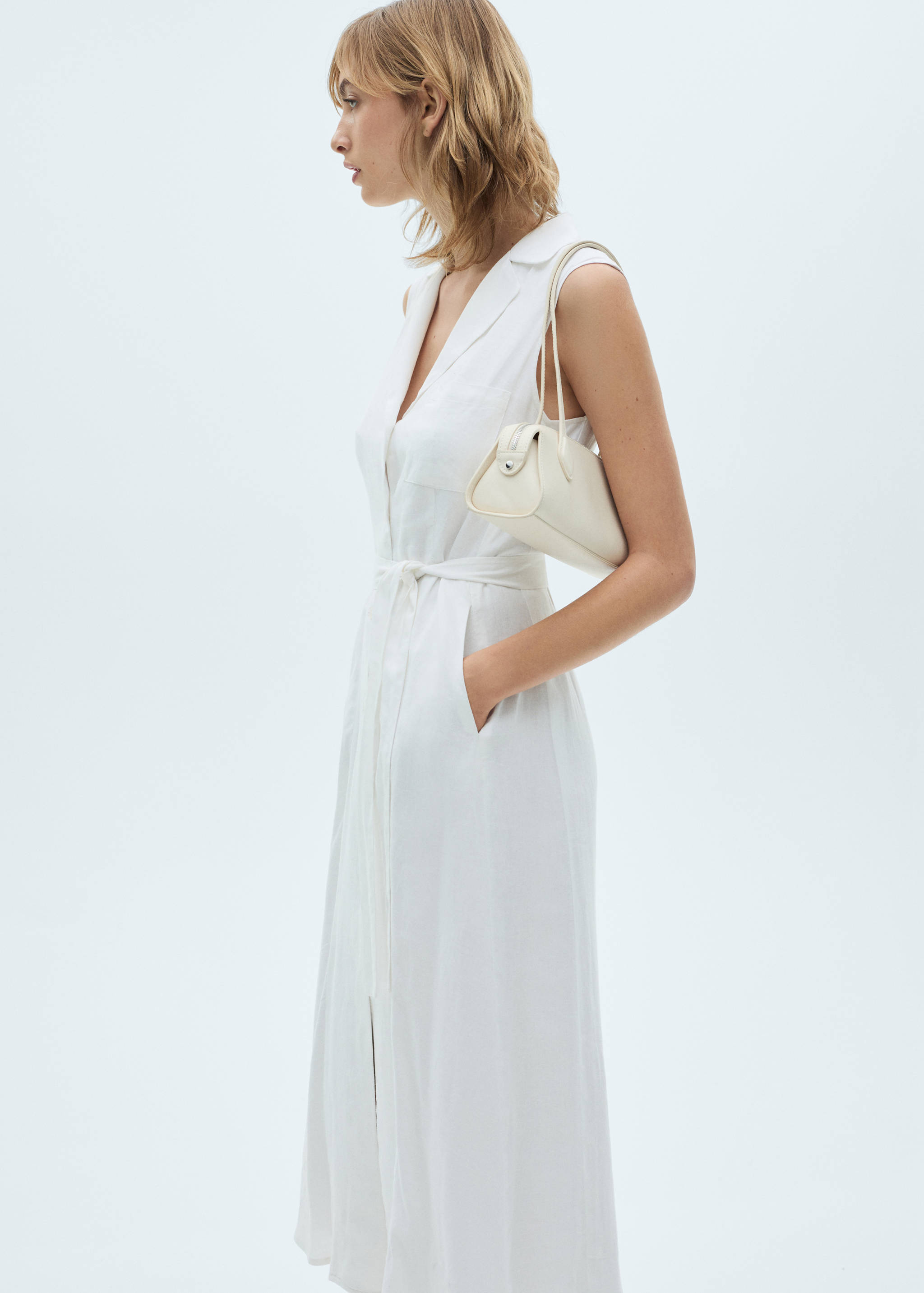 Linen-blend shirt dress - Medium plane