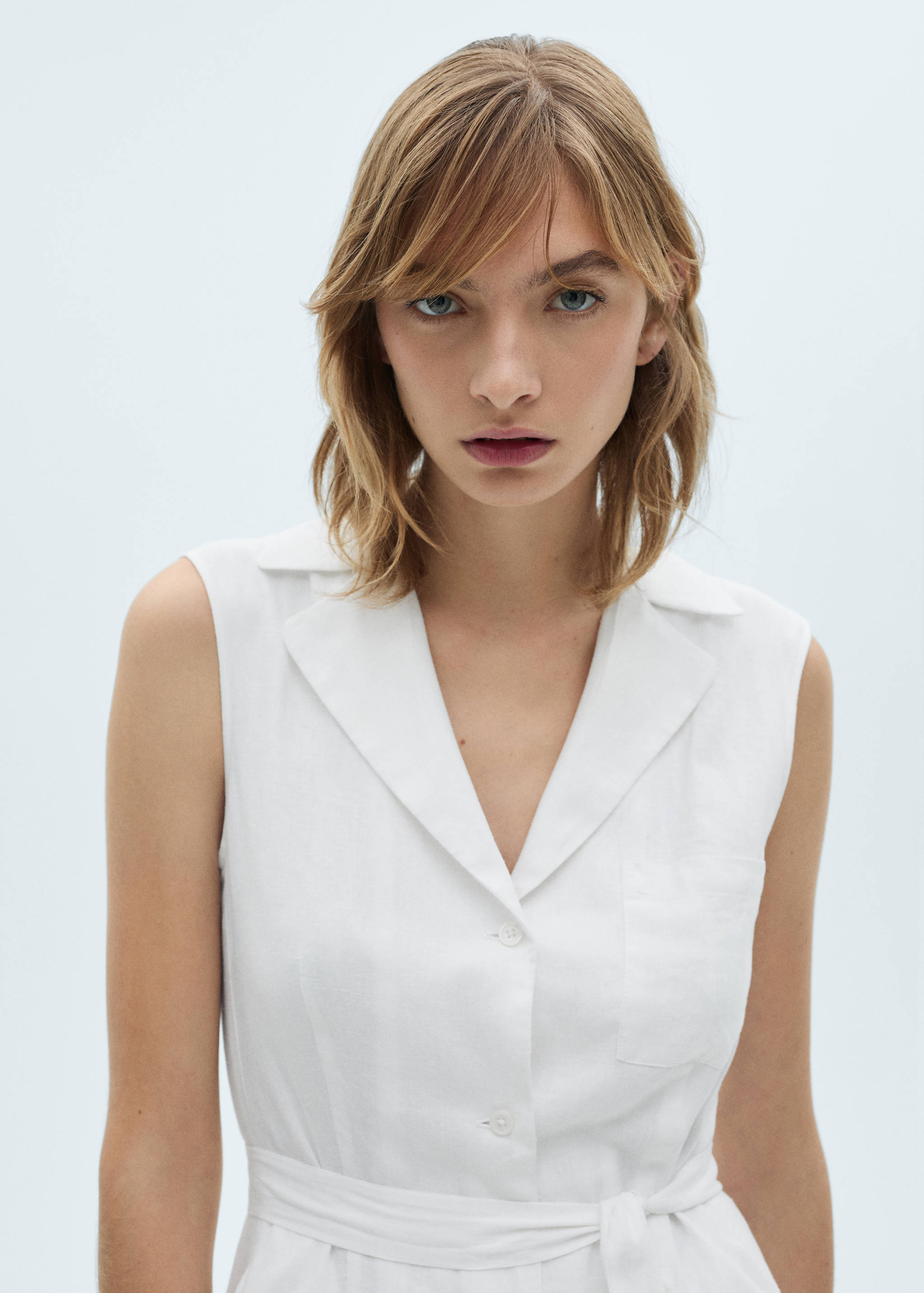 Linen-blend shirt dress - Details of the article 1