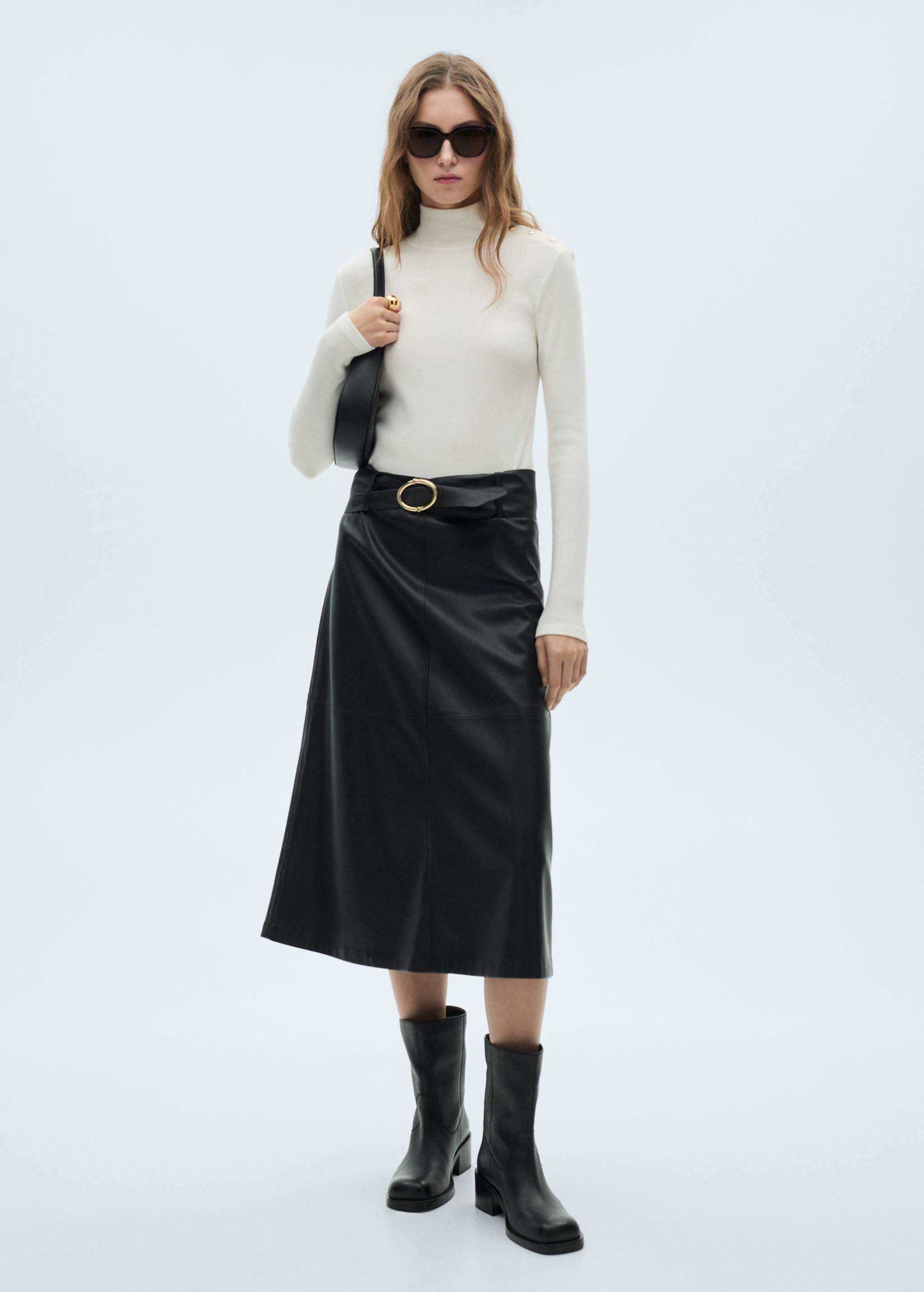 Ribbed knit button-down T-shirt - General plane