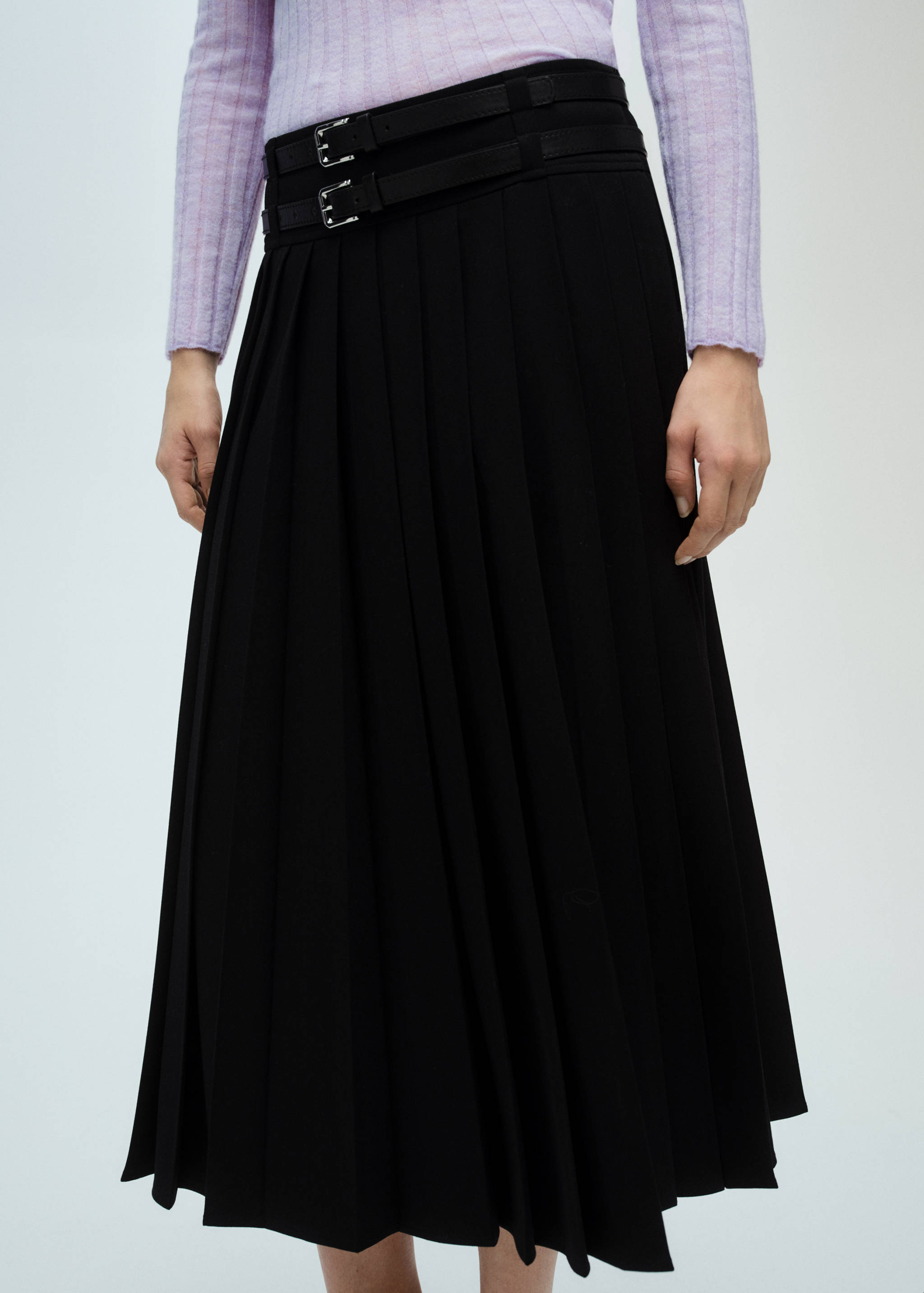 Double-belted pleated skirt - Medium plane