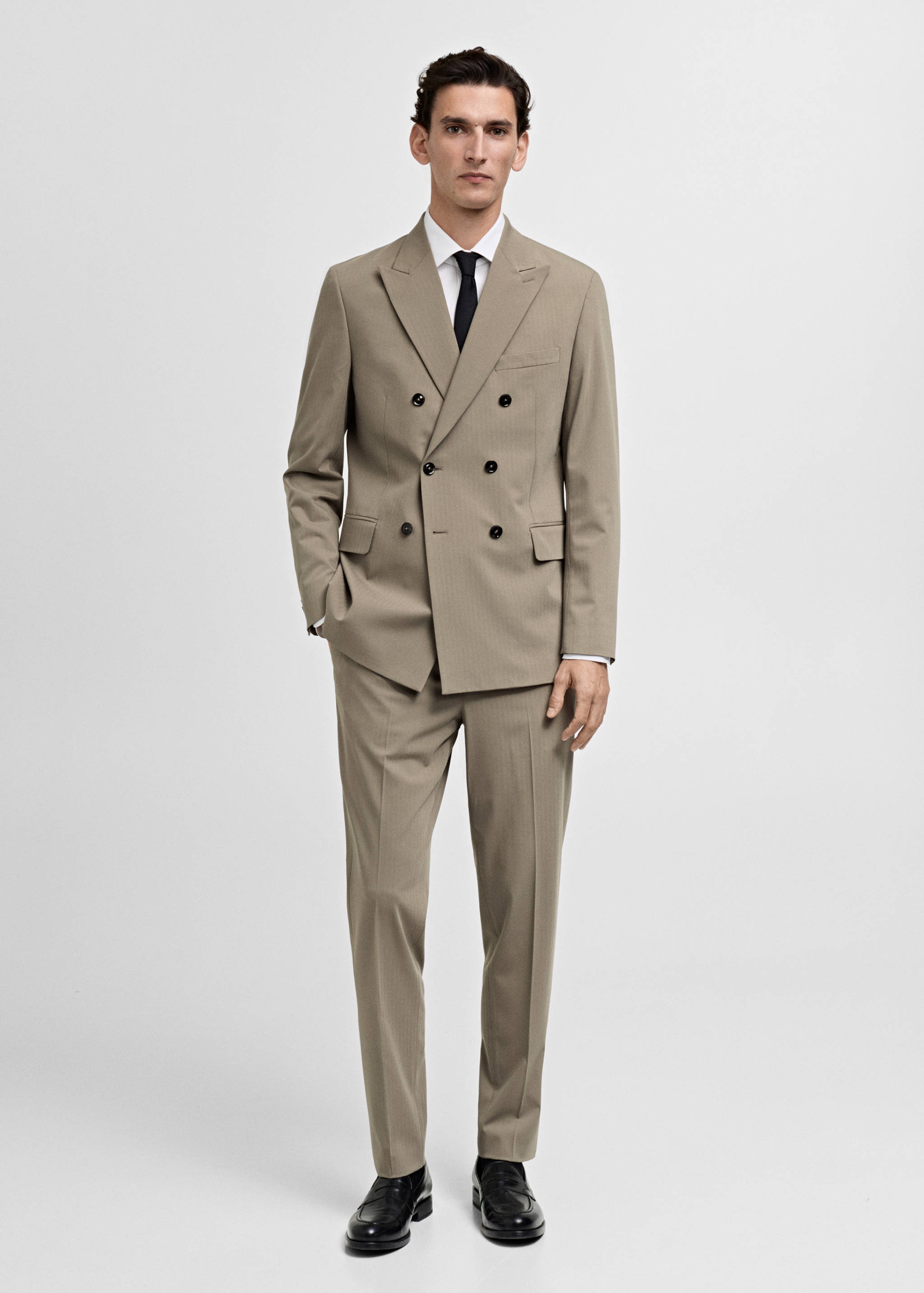 Monaco double-breasted slim-fit suit jacket - General plane