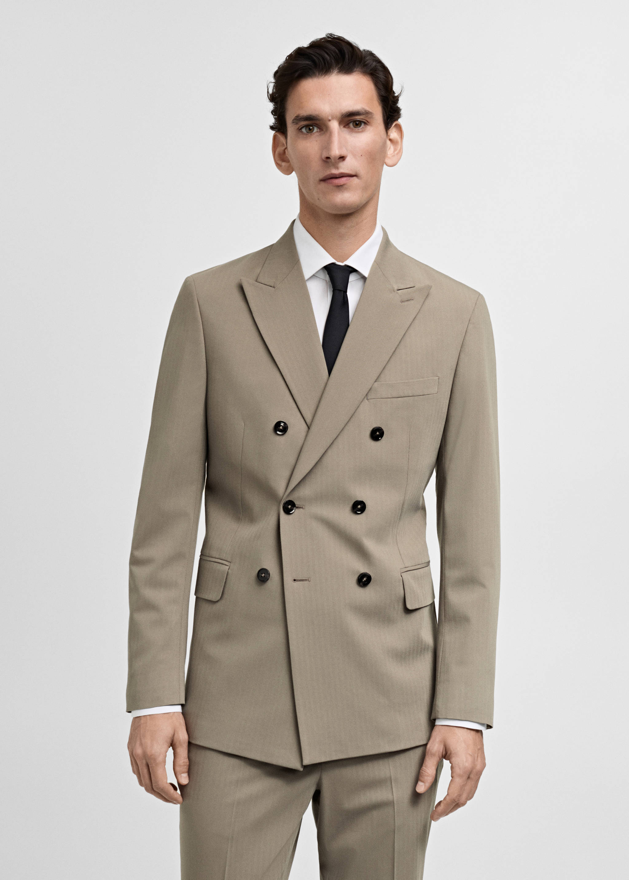 Monaco double-breasted slim-fit suit jacket - Medium plane