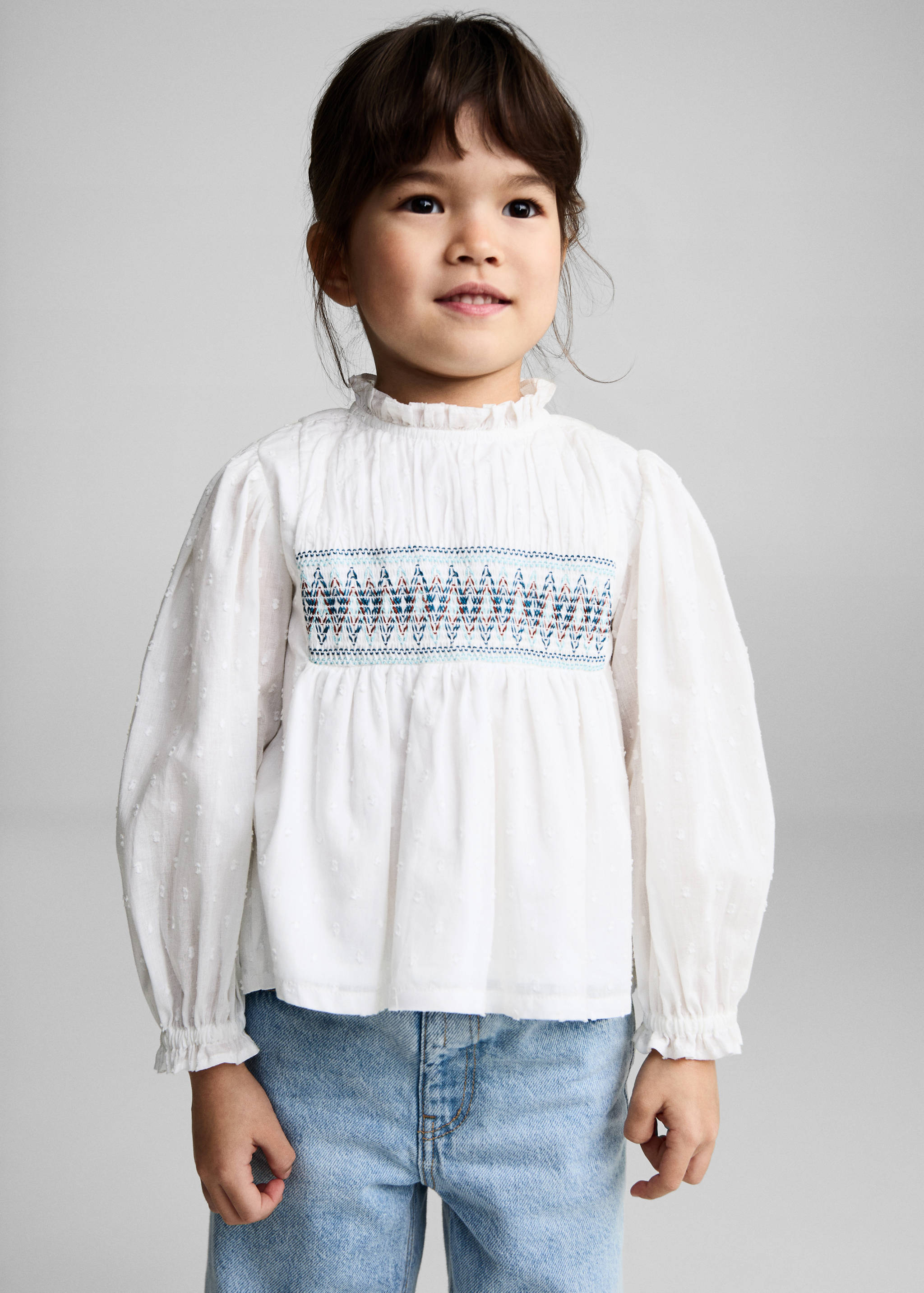 Embroidered cotton blouse - Medium plane