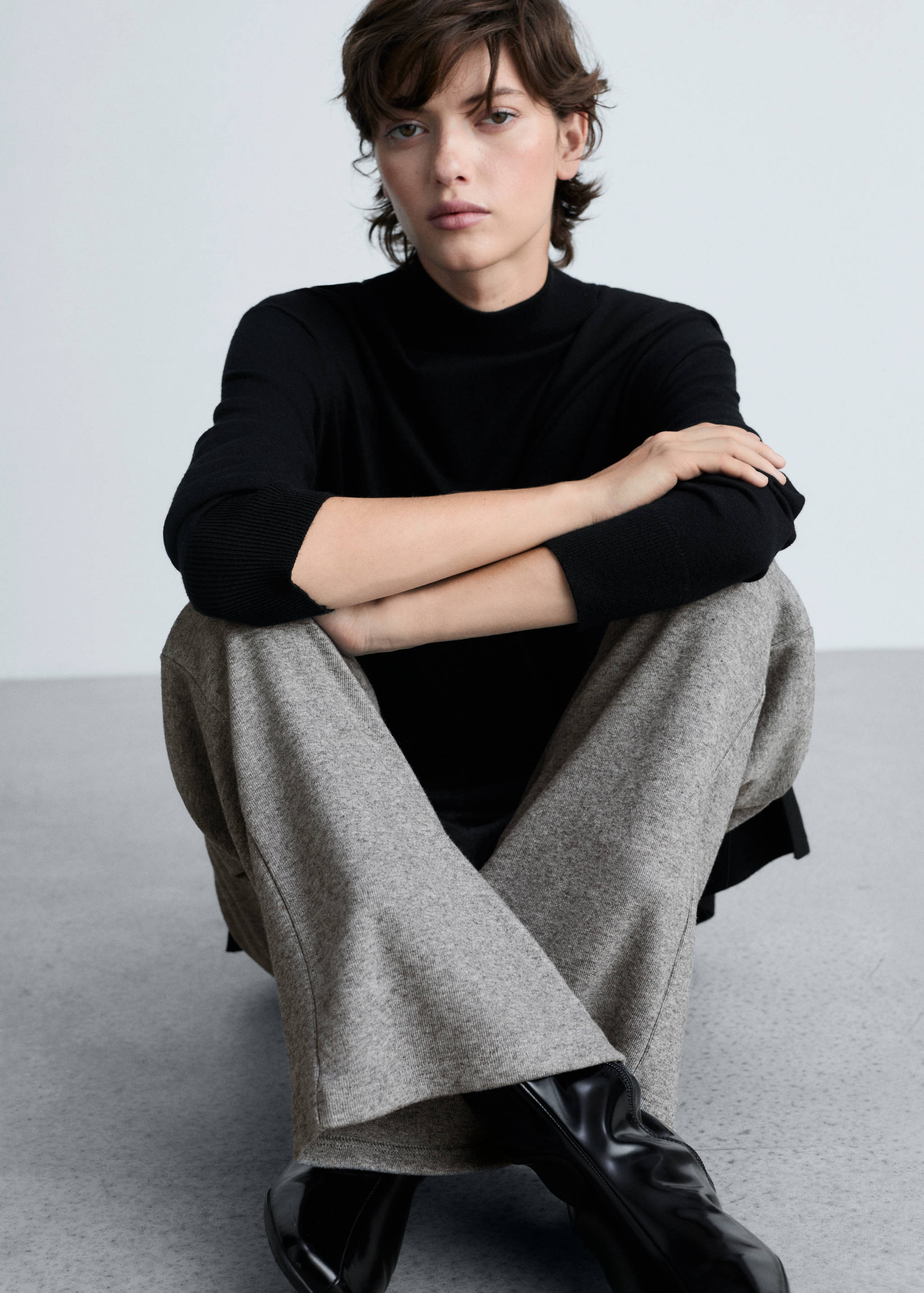 针织直筒裤 - null