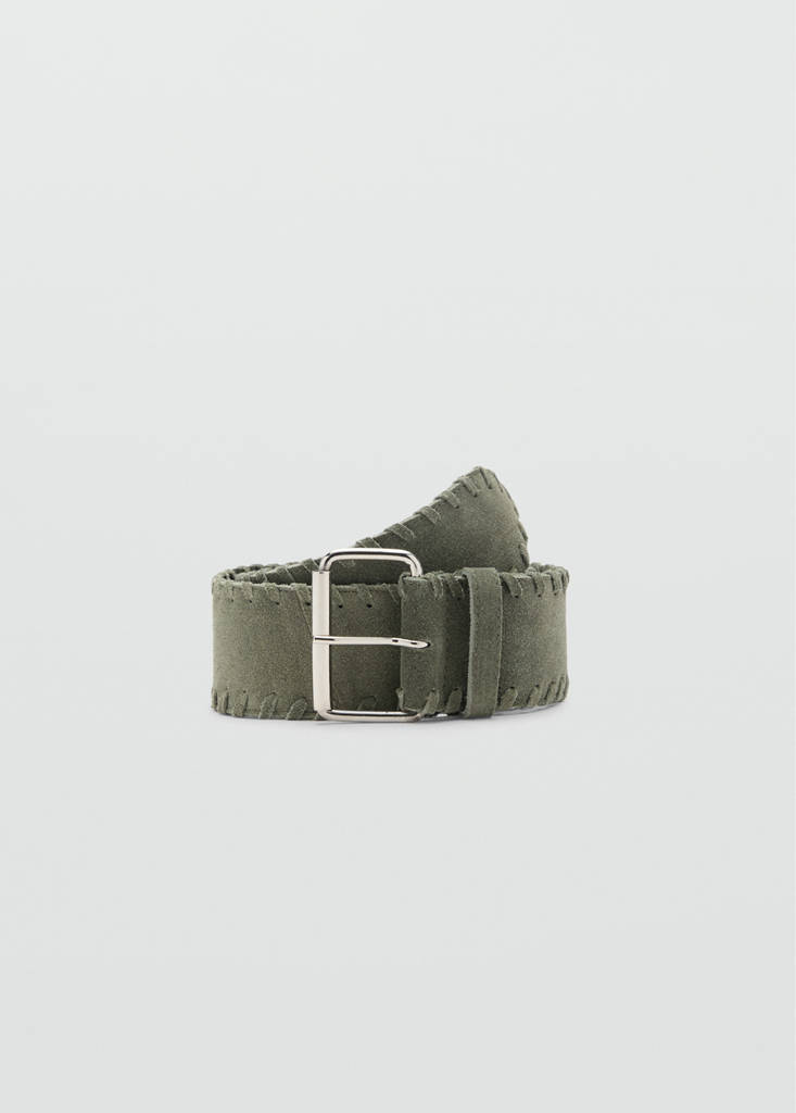MANGO TEEN - Ceinture cuir suède vert forêt - M-L - Fille Teen