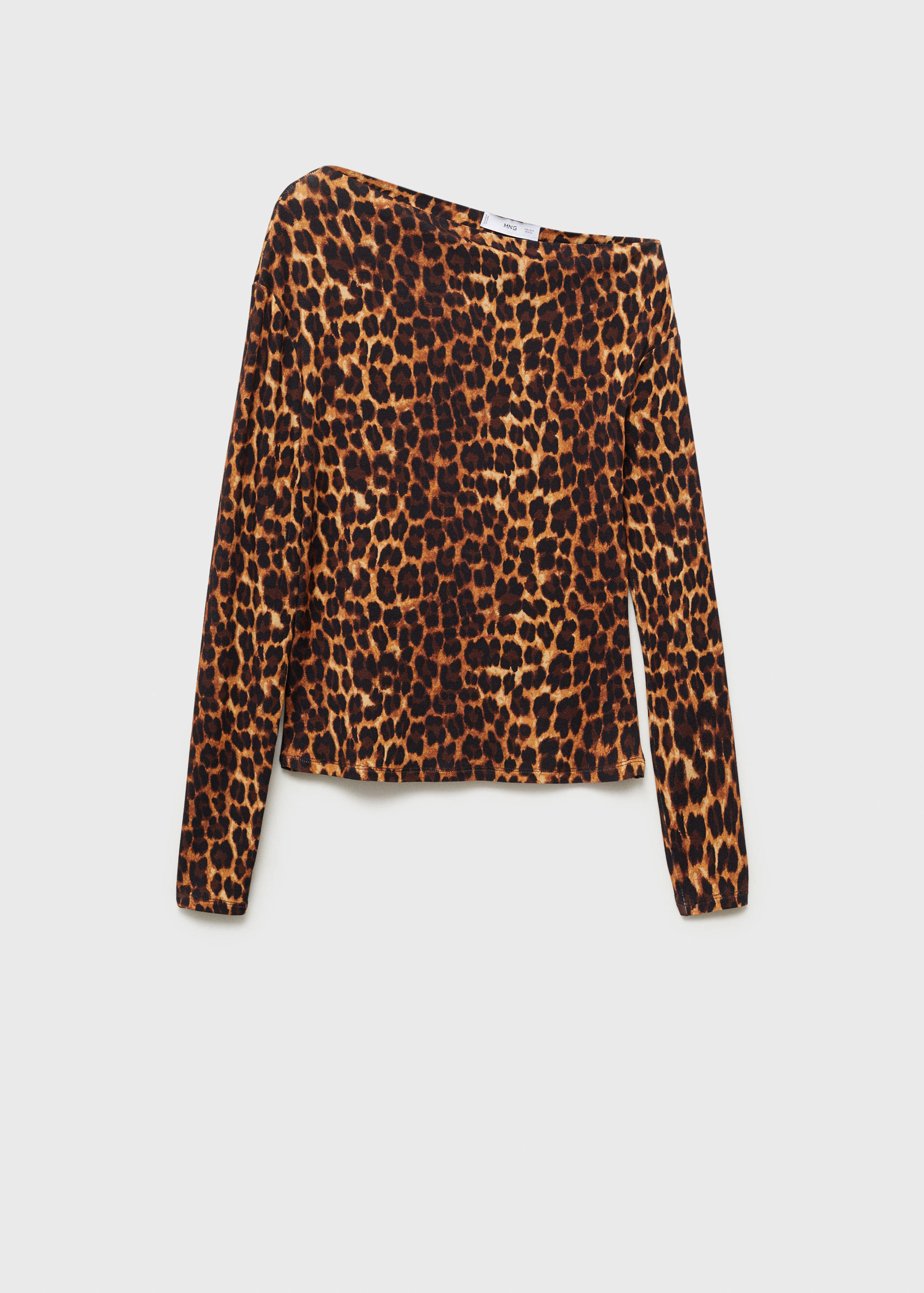 T-Shirt mit asymmetrischem Kragen und Animal Print - Artikel ohne Model