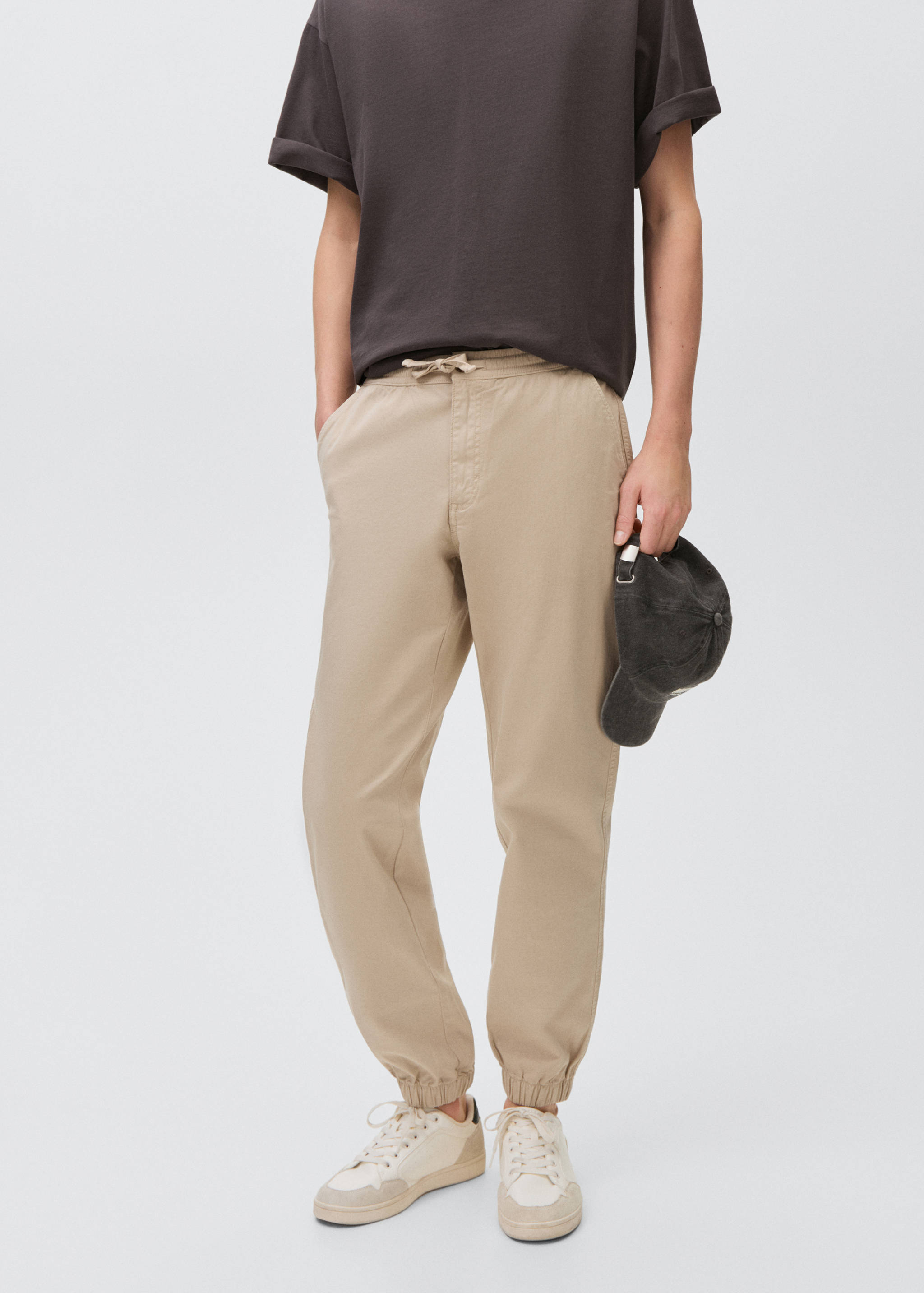 Cotton jogger trousers with pockets - Medium plane