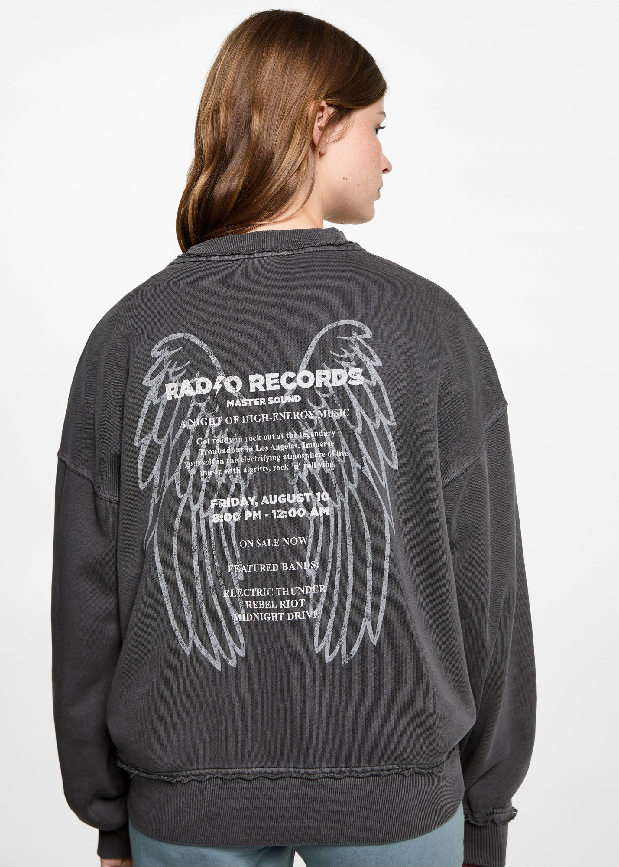 Sudadera efecto desgastado - Reverso del artículo, Gris antracita. Ref: 87061515-00.