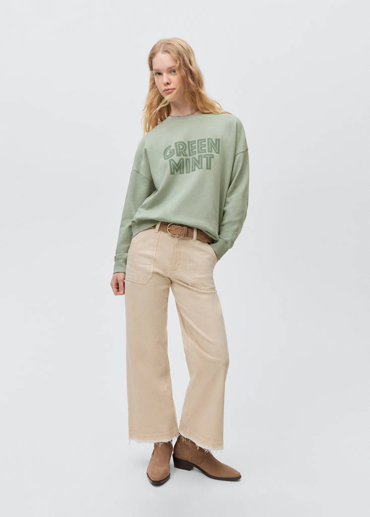 Printed message sweatshirt — Pastel Green