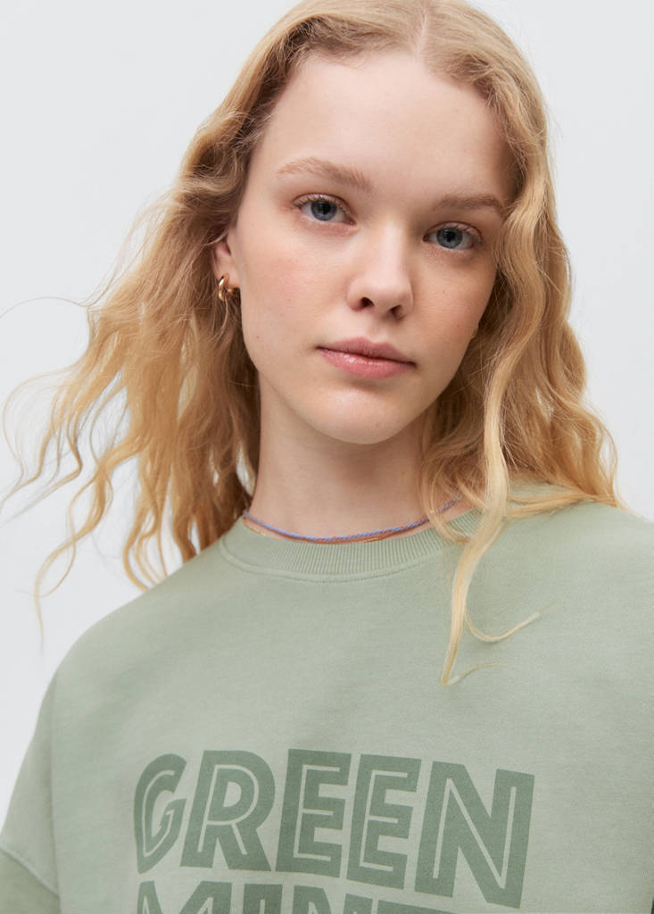 Printed message sweatshirt — Pastel Green