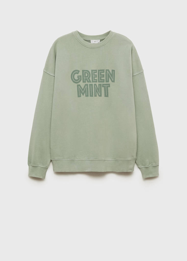 Printed message sweatshirt — Pastel Green
