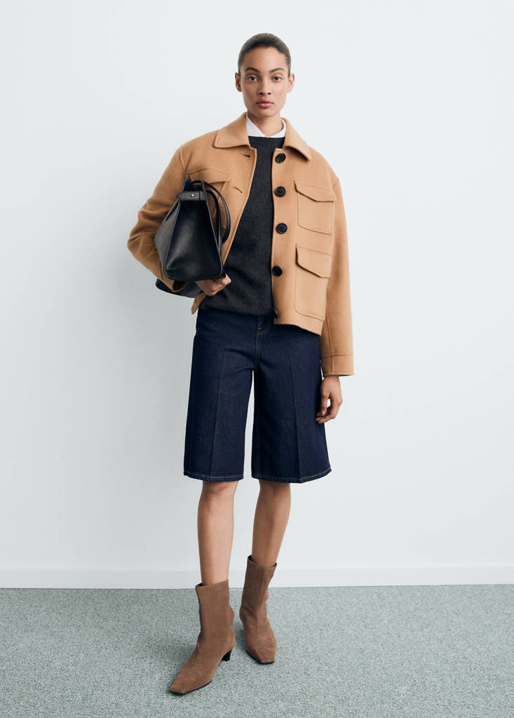 Wool jacket with pockets — Medium Brown