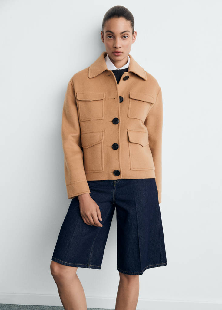 Wool jacket with pockets — Medium Brown