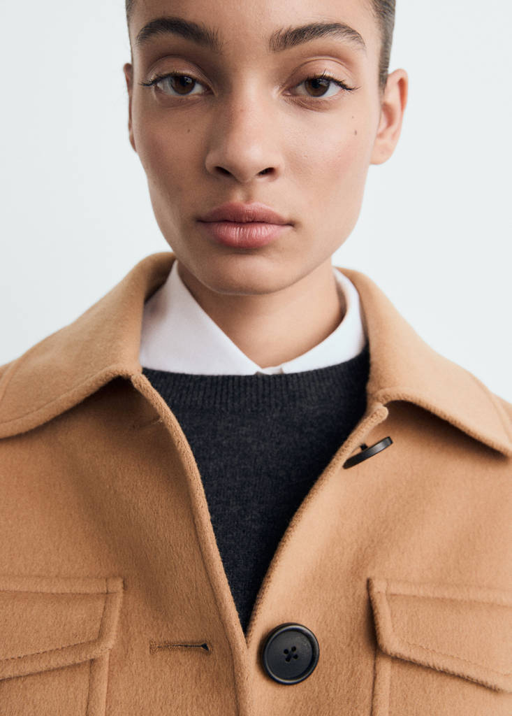 Wool jacket with pockets — Medium Brown