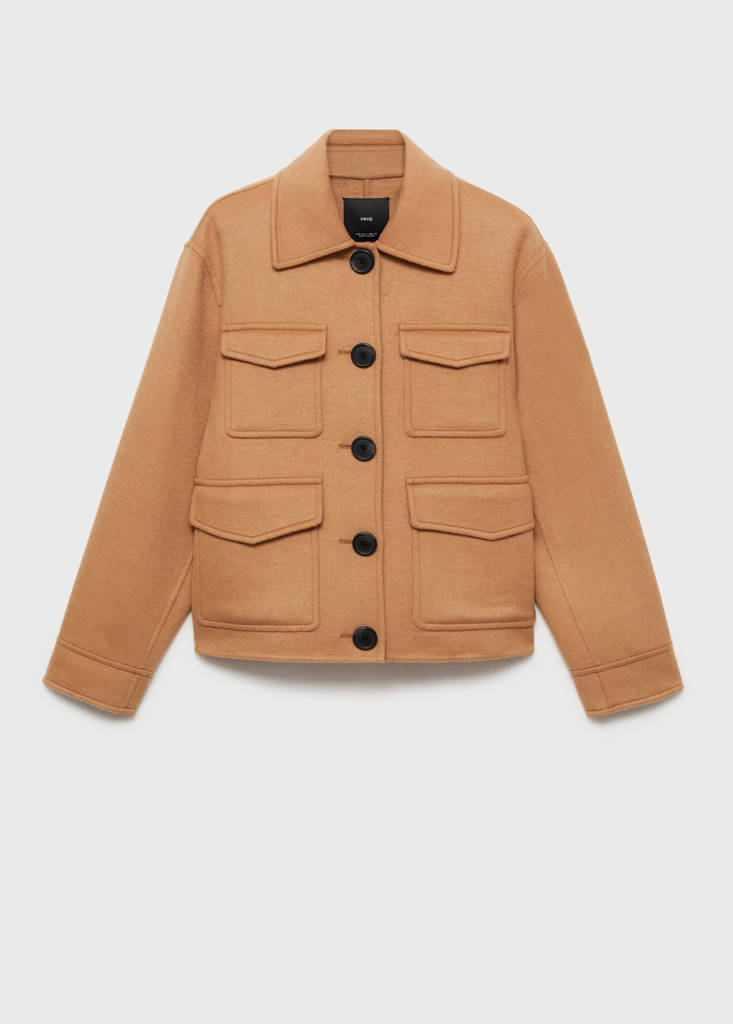 Wool jacket with pockets — Medium Brown