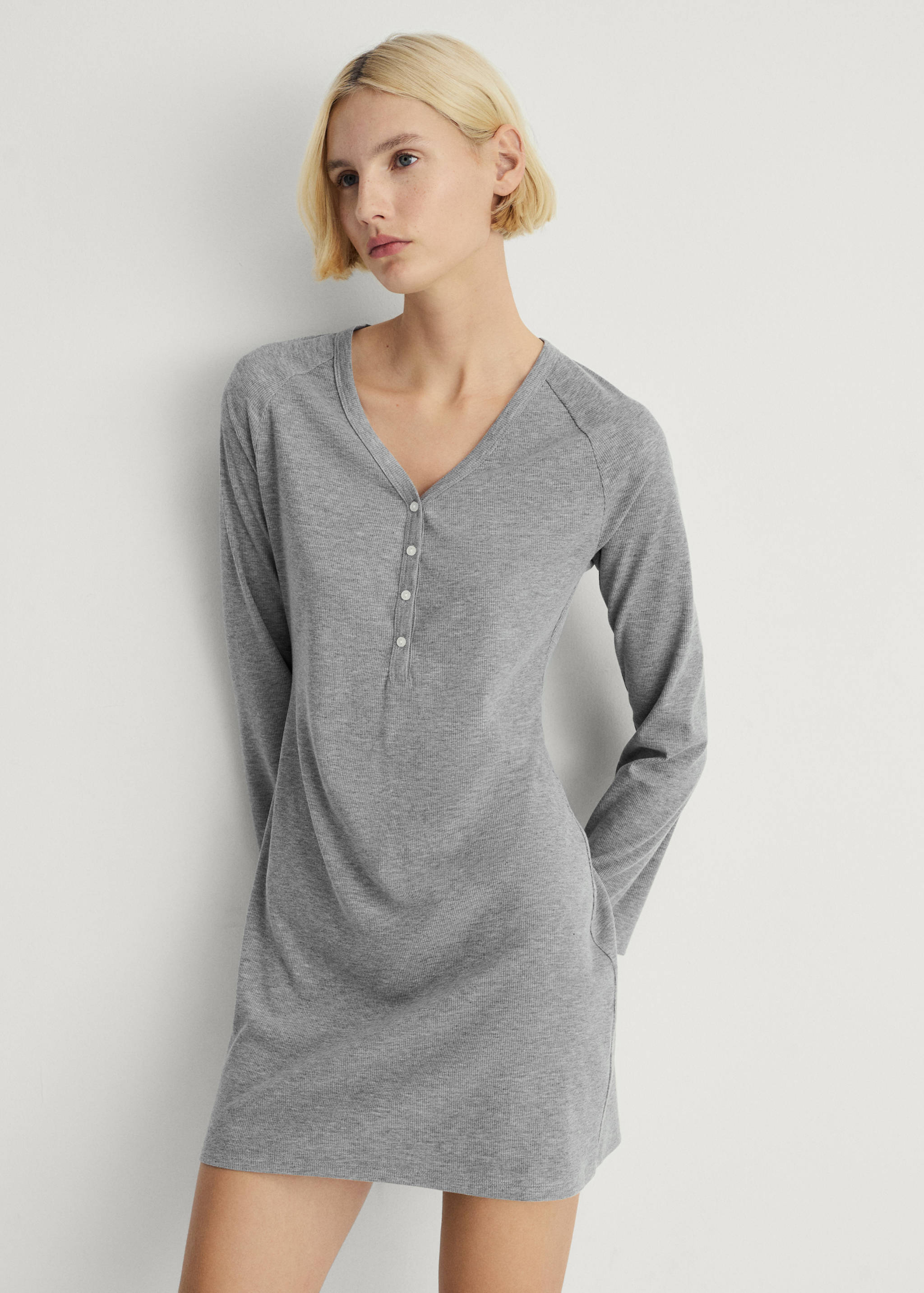 Rib-knit nightgown - Medium plane