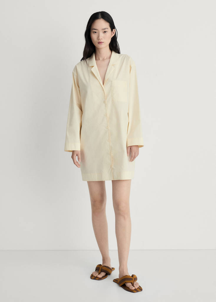 Garment-washed cotton nightgown — Vanilla