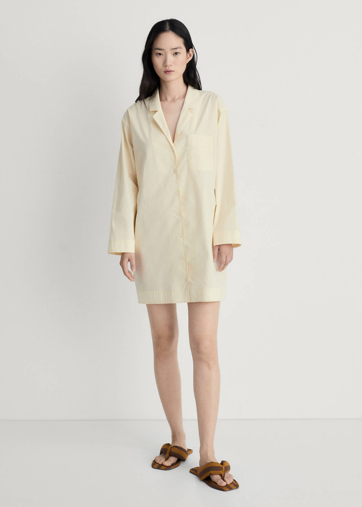 Garment-washed cotton nightgown — Vanilla