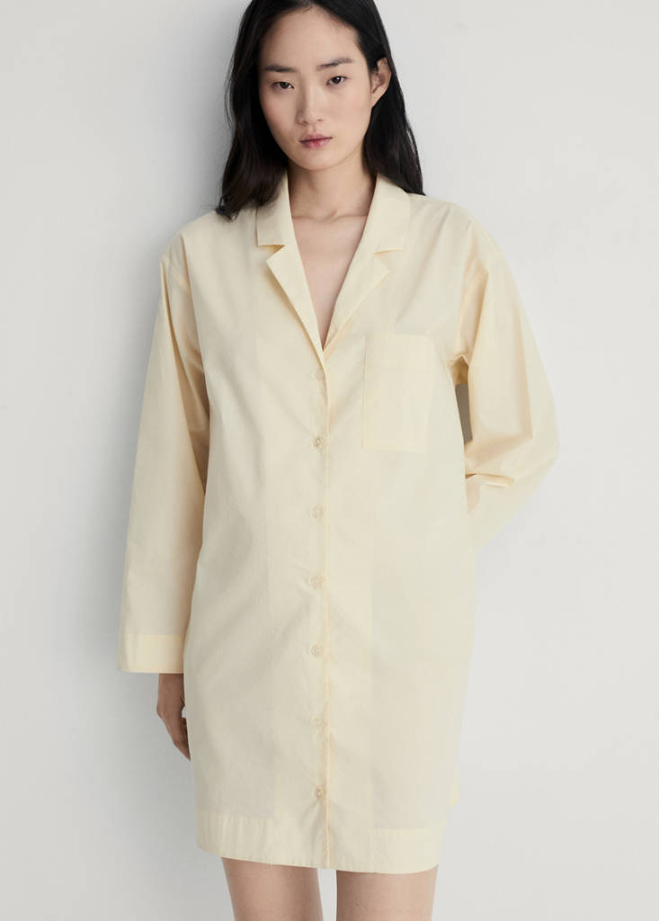 Garment-washed cotton nightgown — Vanilla