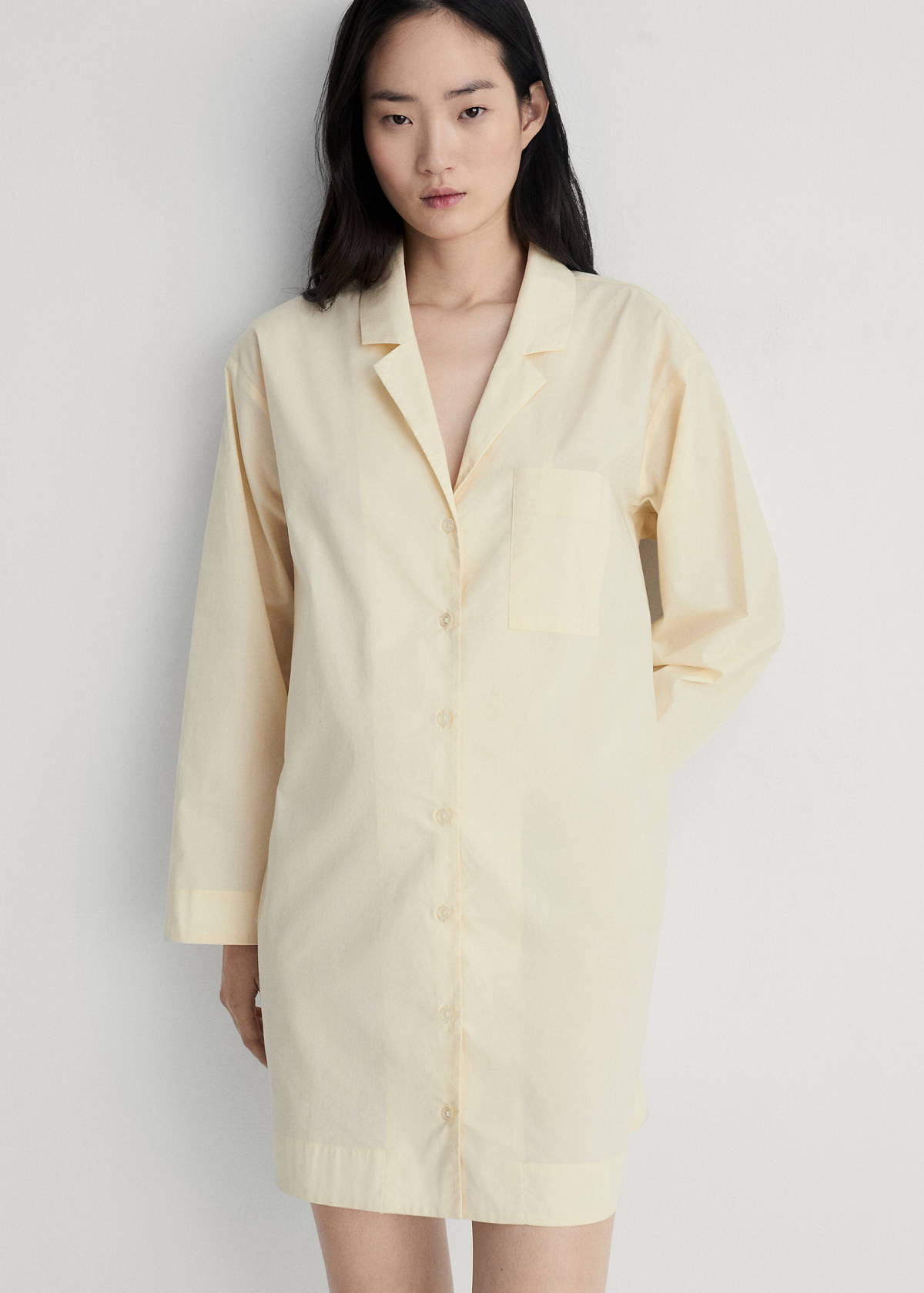 Garment-washed cotton nightgown — Vanilla