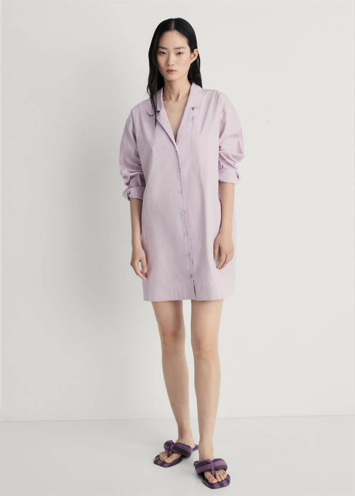 Garment-washed cotton nightgown — Lilac