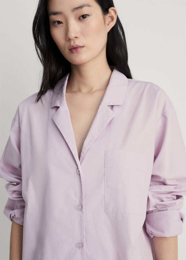 Garment-washed cotton nightgown — Lilac