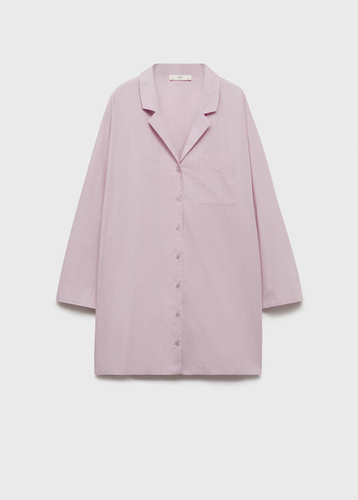 Garment-washed cotton nightgown — Lilac