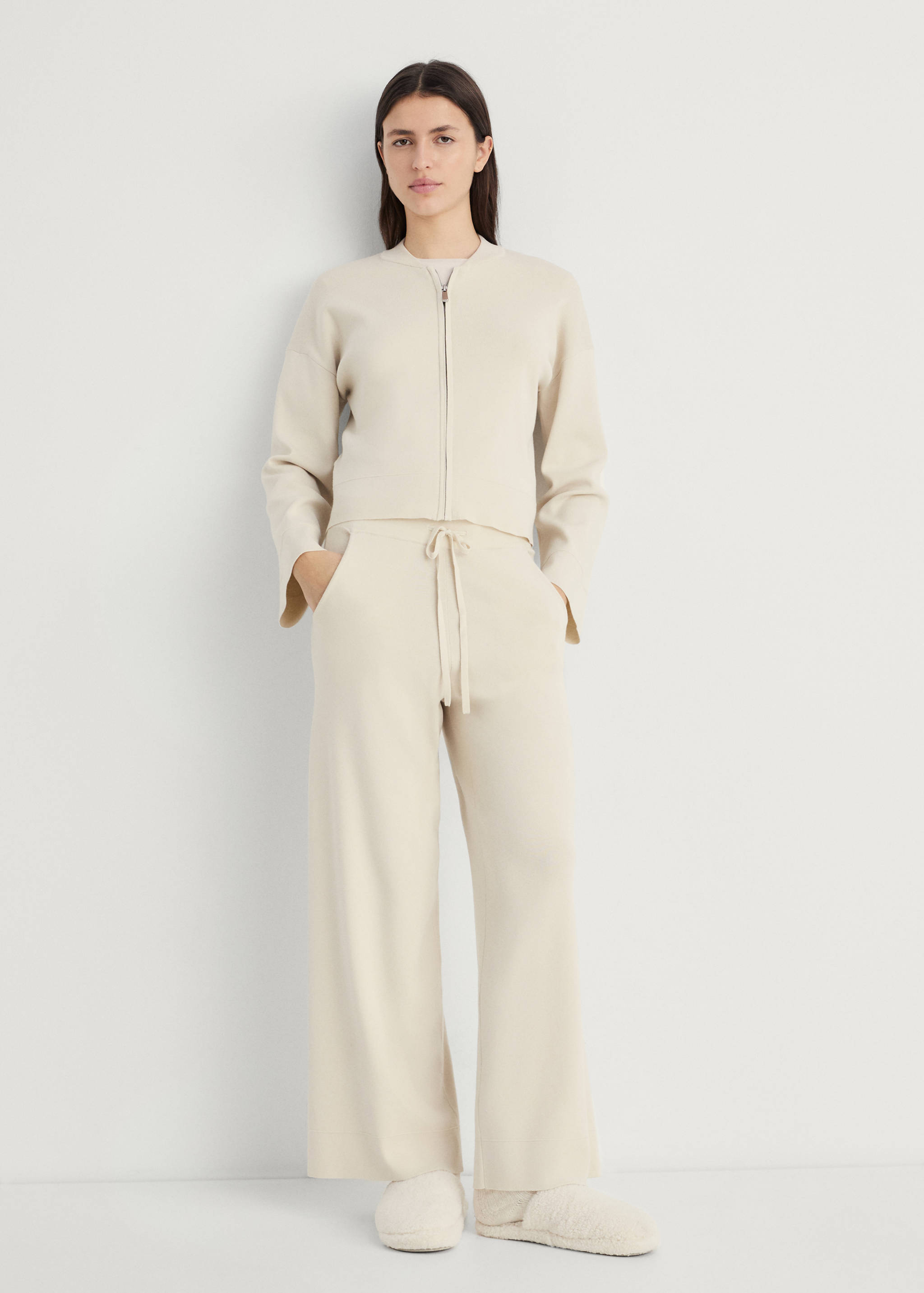 Rib-knit jacket with zip - General plane