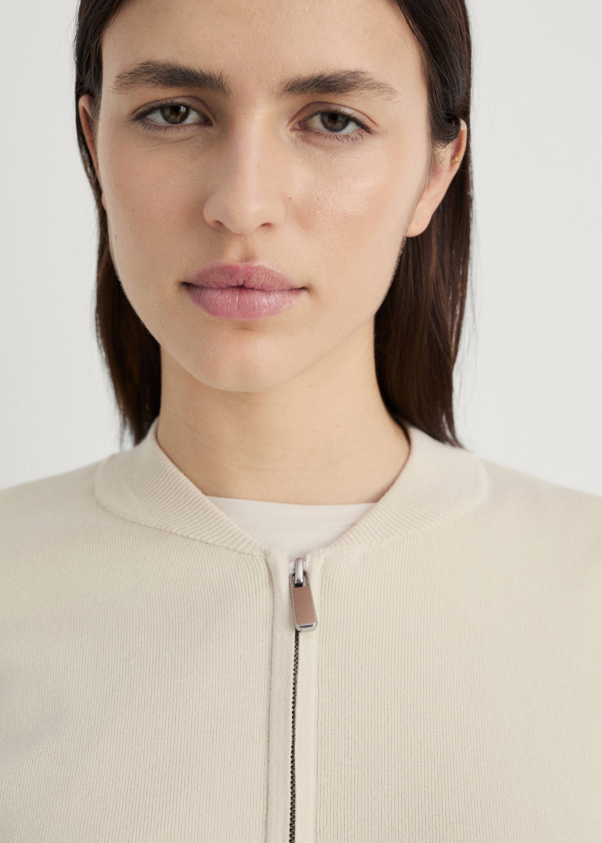 Rib-knit jacket with zip - Details of the article 1