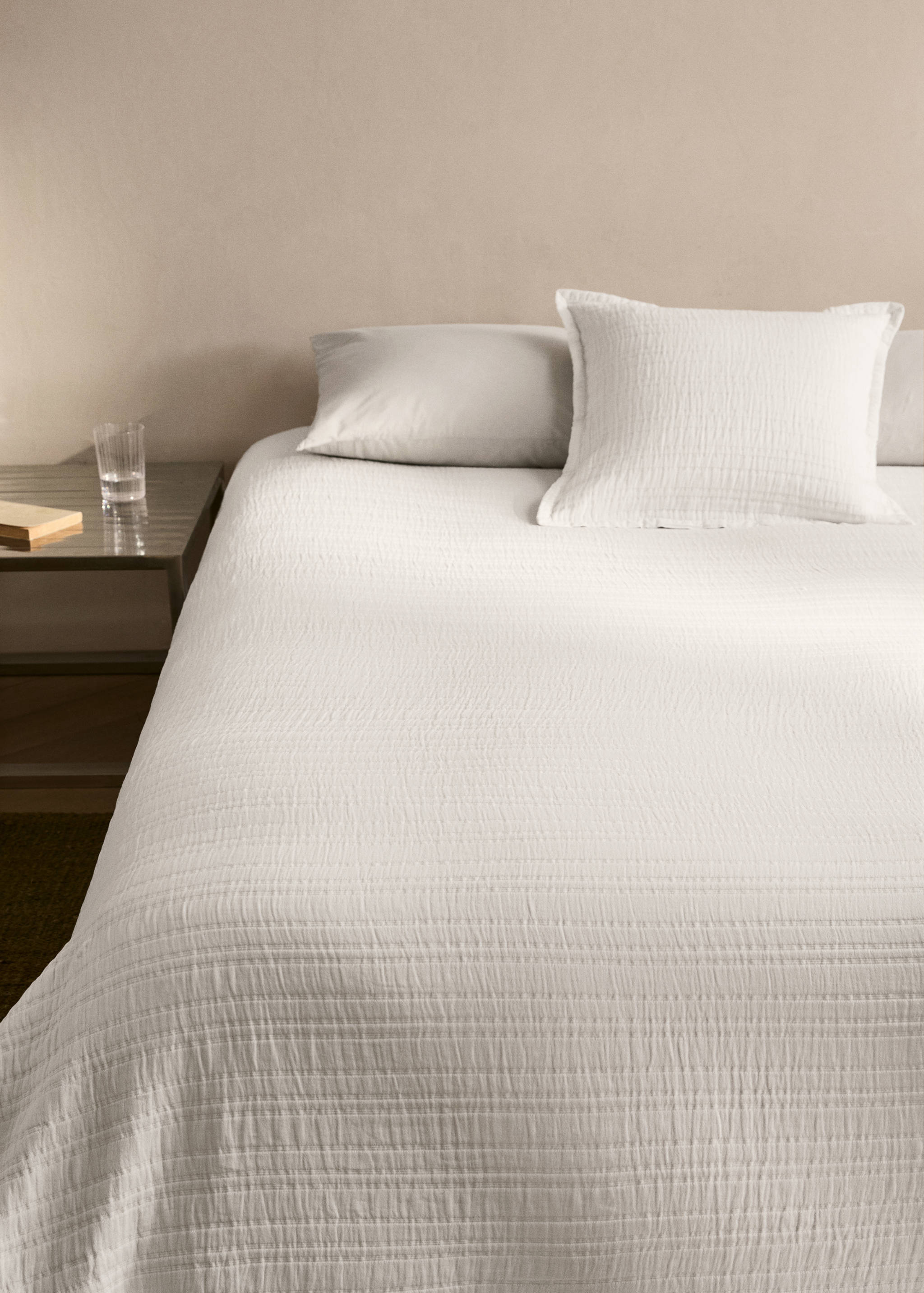 Gestreept jacquard katoenen sprei, bed 180/200 cm - Overzichtstekening